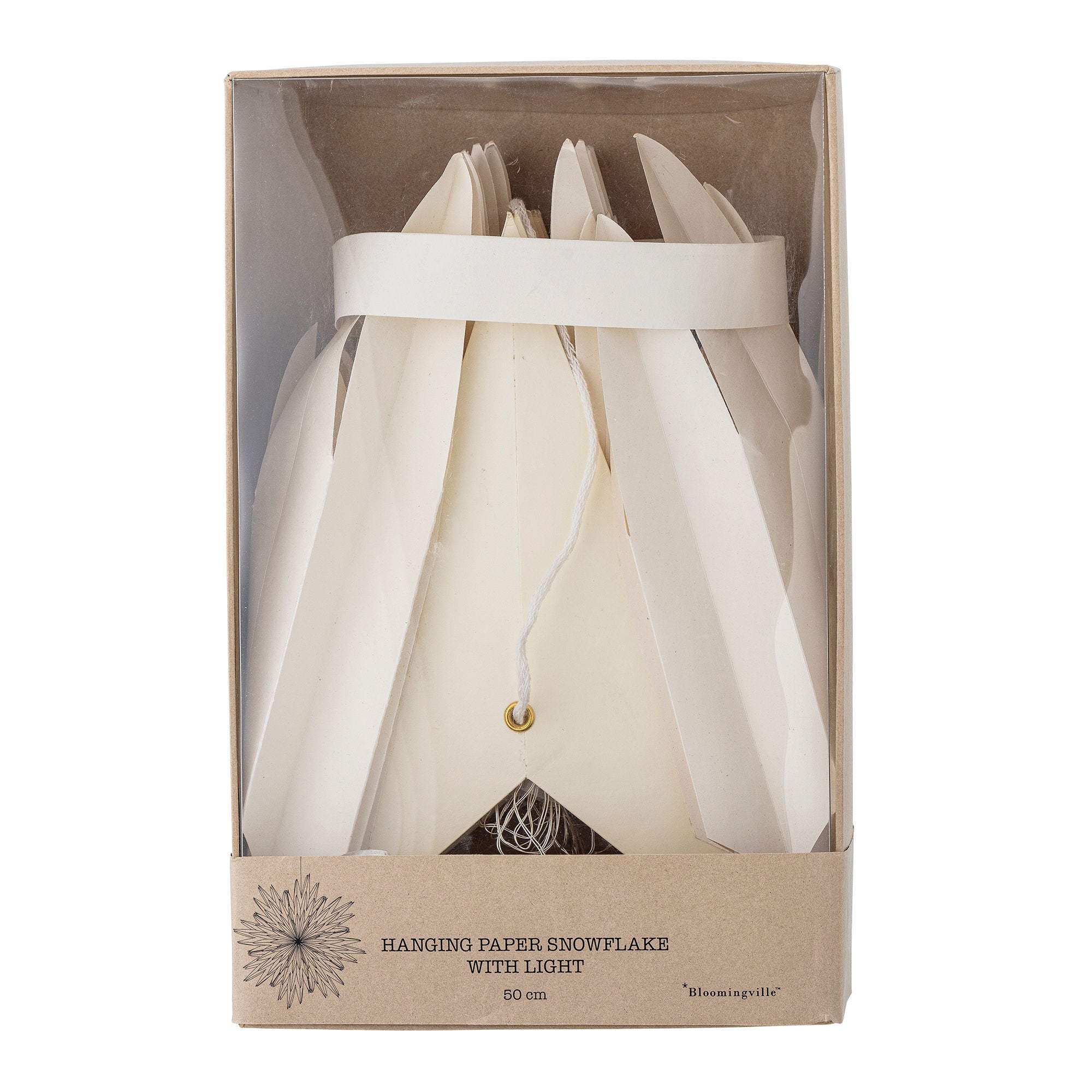A estrela de Bloomingville Elija com luz, branca, mistura FSC®, papel