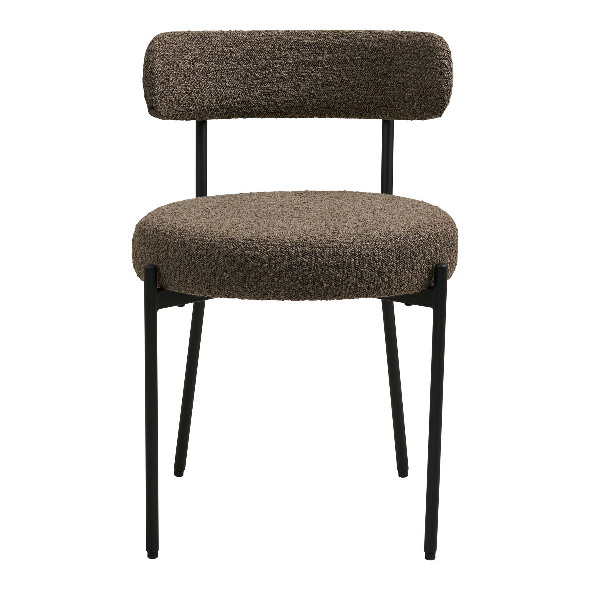 Cadeira de mesa de jantar Badalona - cadeira de mesa de jantar, bouclé, marrom, pernas pretas HN1064