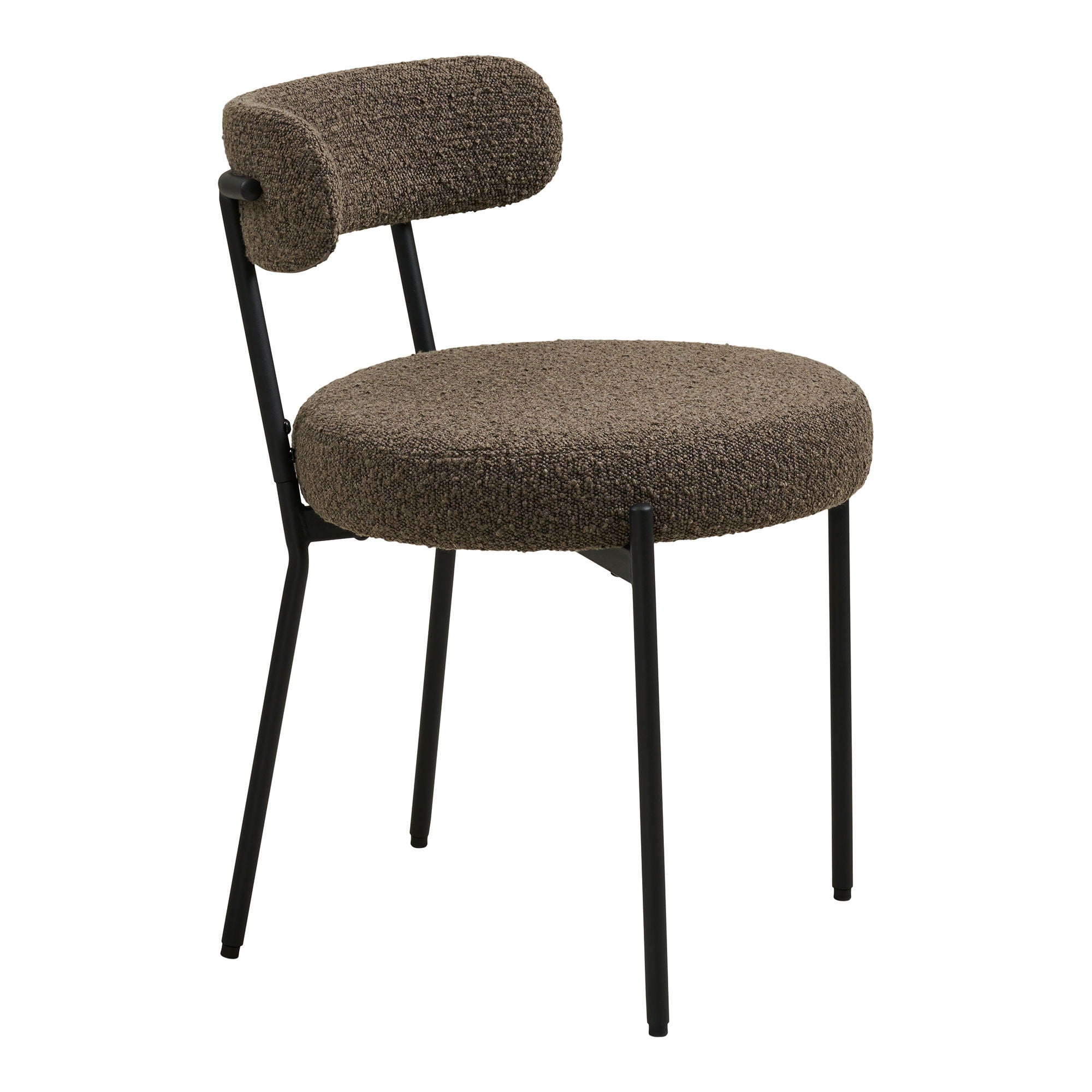 Cadeira de mesa de jantar Badalona - cadeira de mesa de jantar, bouclé, marrom, pernas pretas HN1064