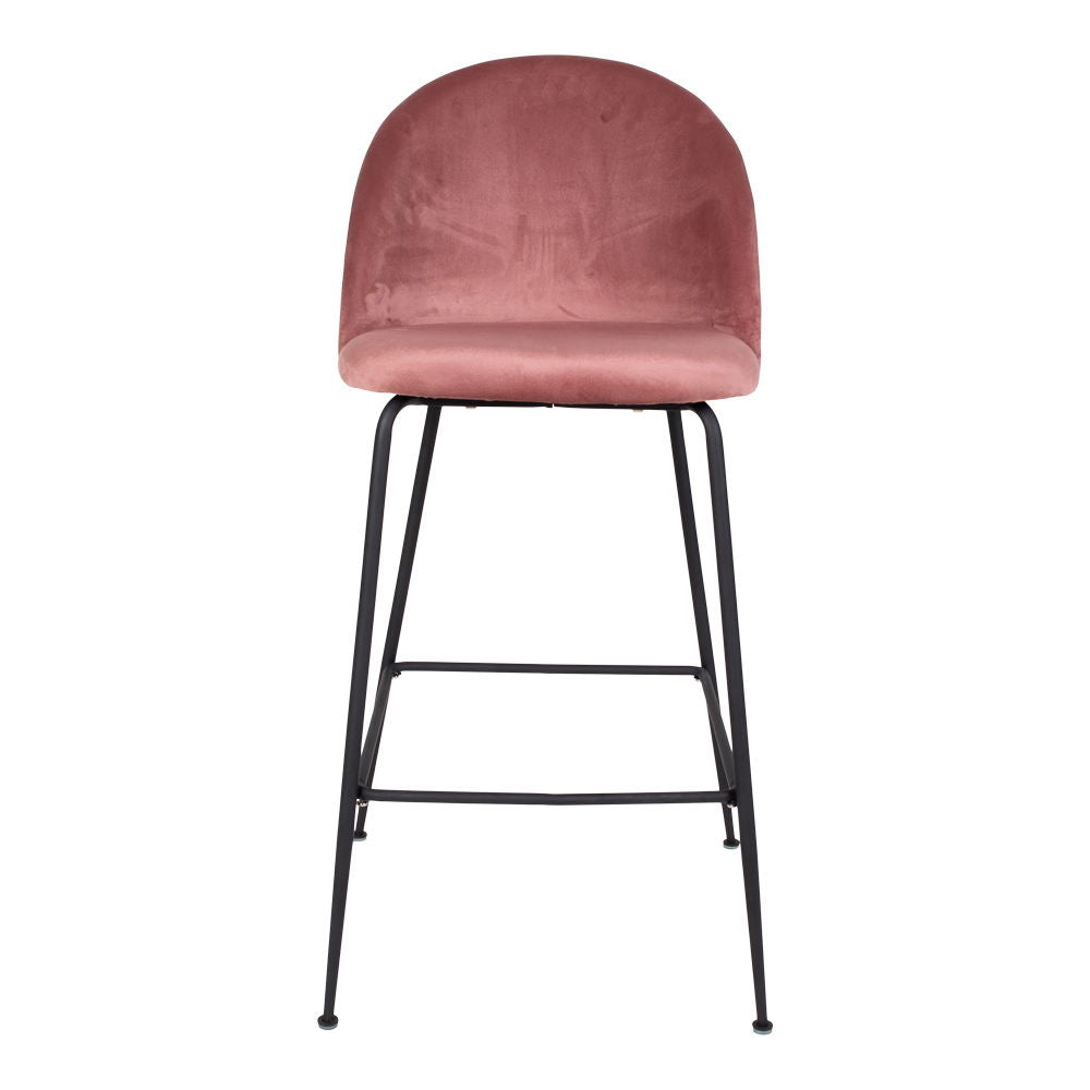 Lausanne Bare Chair - Banco de bar em veludo, rosa com pernas pretas, HN1214
