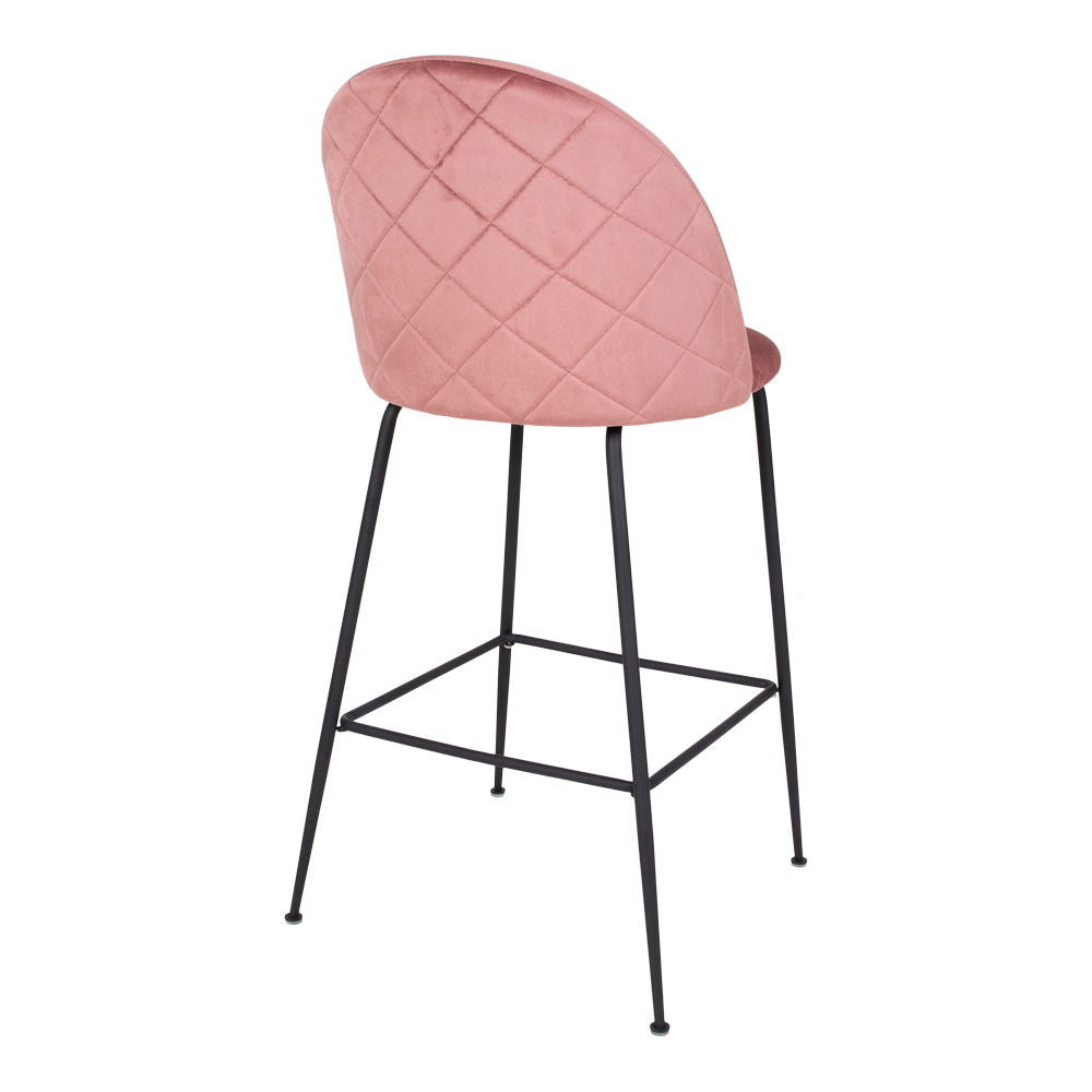 Lausanne Bare Chair - Banco de bar em veludo, rosa com pernas pretas, HN1214