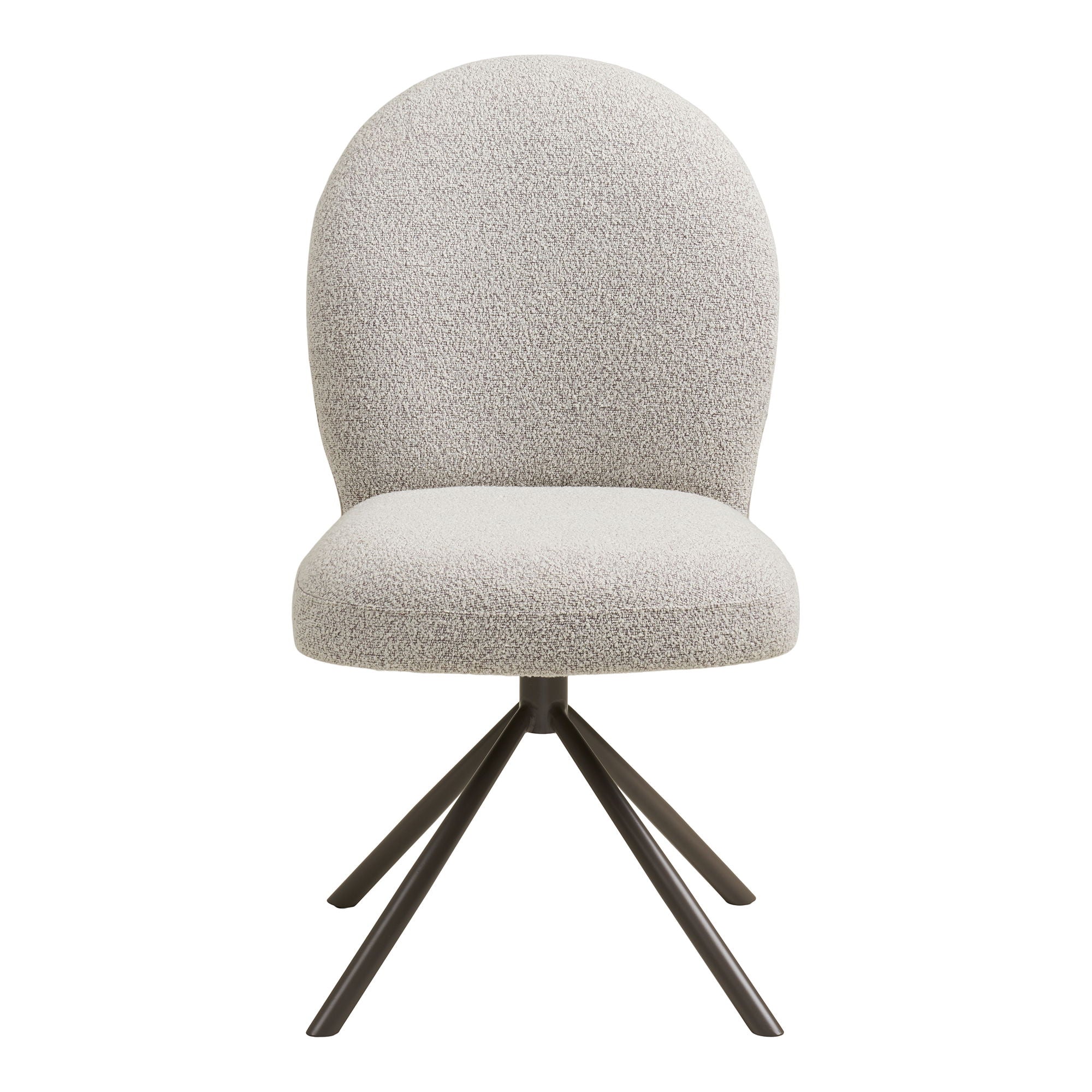 Cadeira de mesa de jantar Lana - cadeira de mesa de jantar com pé giratório, bouklé, areia, pernas cinza HN1267