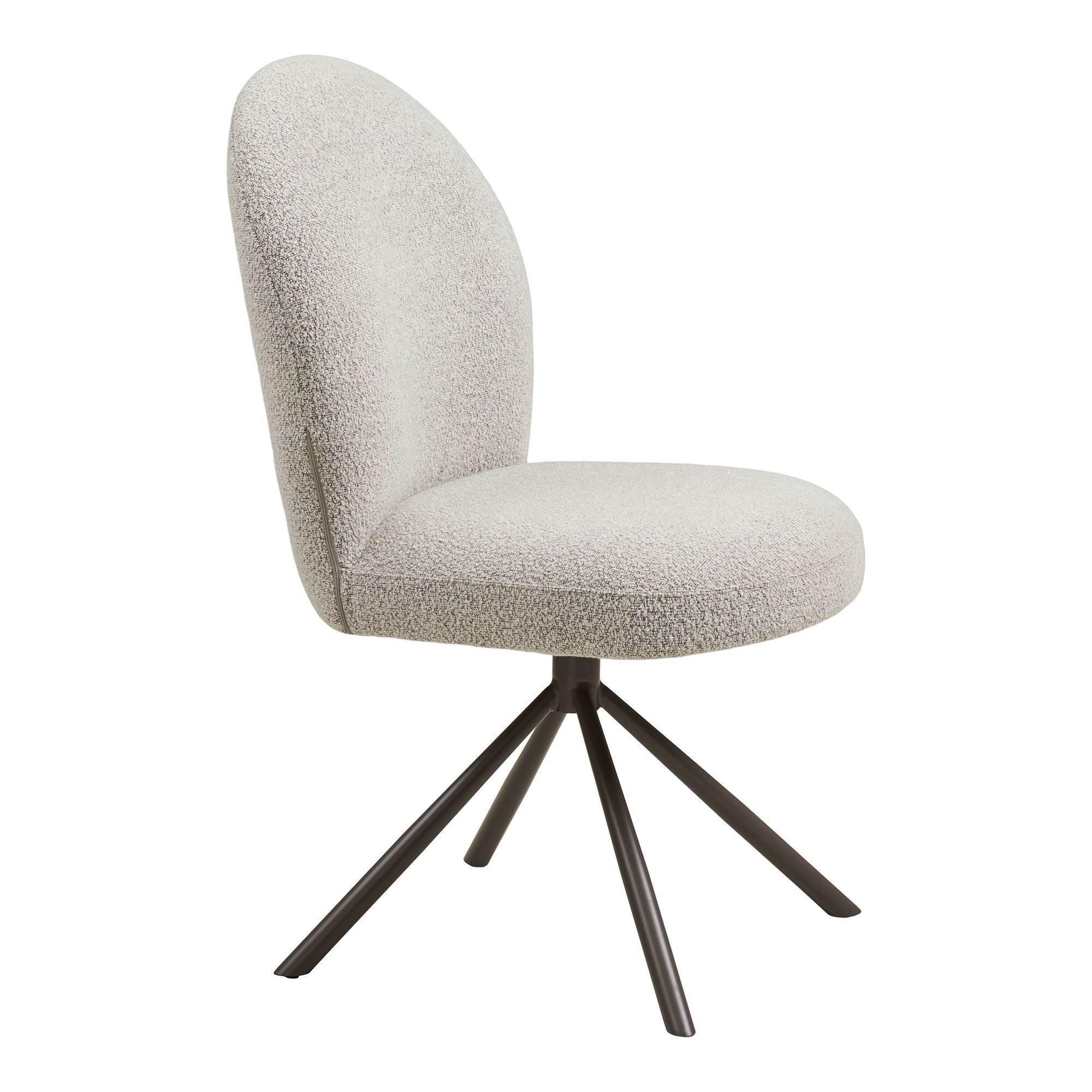 Cadeira de mesa de jantar Lana - cadeira de mesa de jantar com pé giratório, bouklé, areia, pernas cinza HN1267