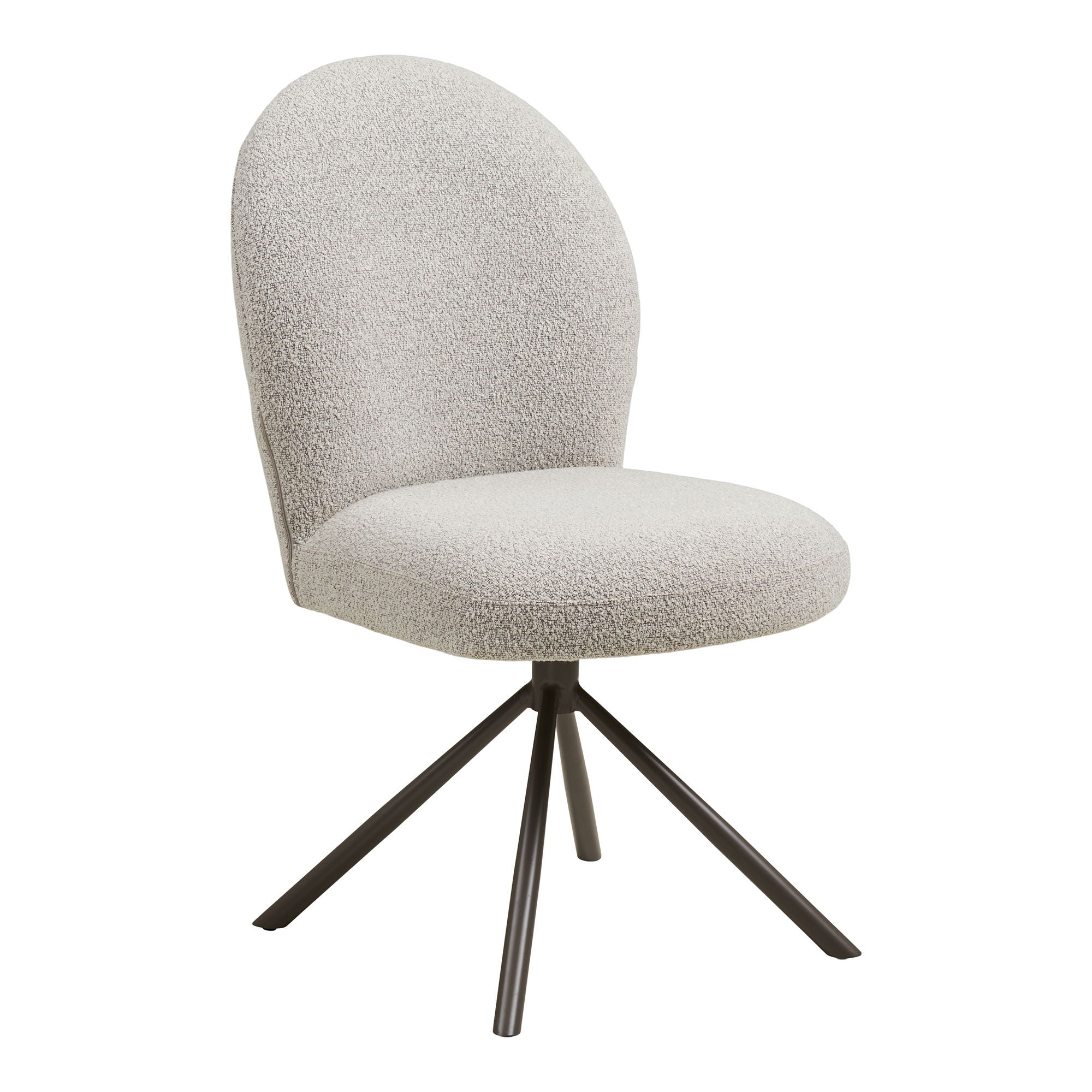 Cadeira de mesa de jantar Lana - cadeira de mesa de jantar com pé giratório, bouklé, areia, pernas cinza HN1267