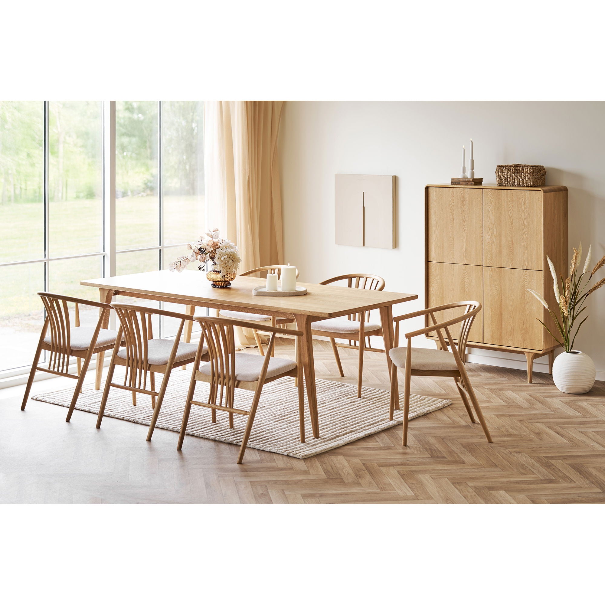 Cadeira de mesa de jantar Agustin - cadeira de mesa de jantar, carvalho com assento de tecido, natureza/areia HN1286