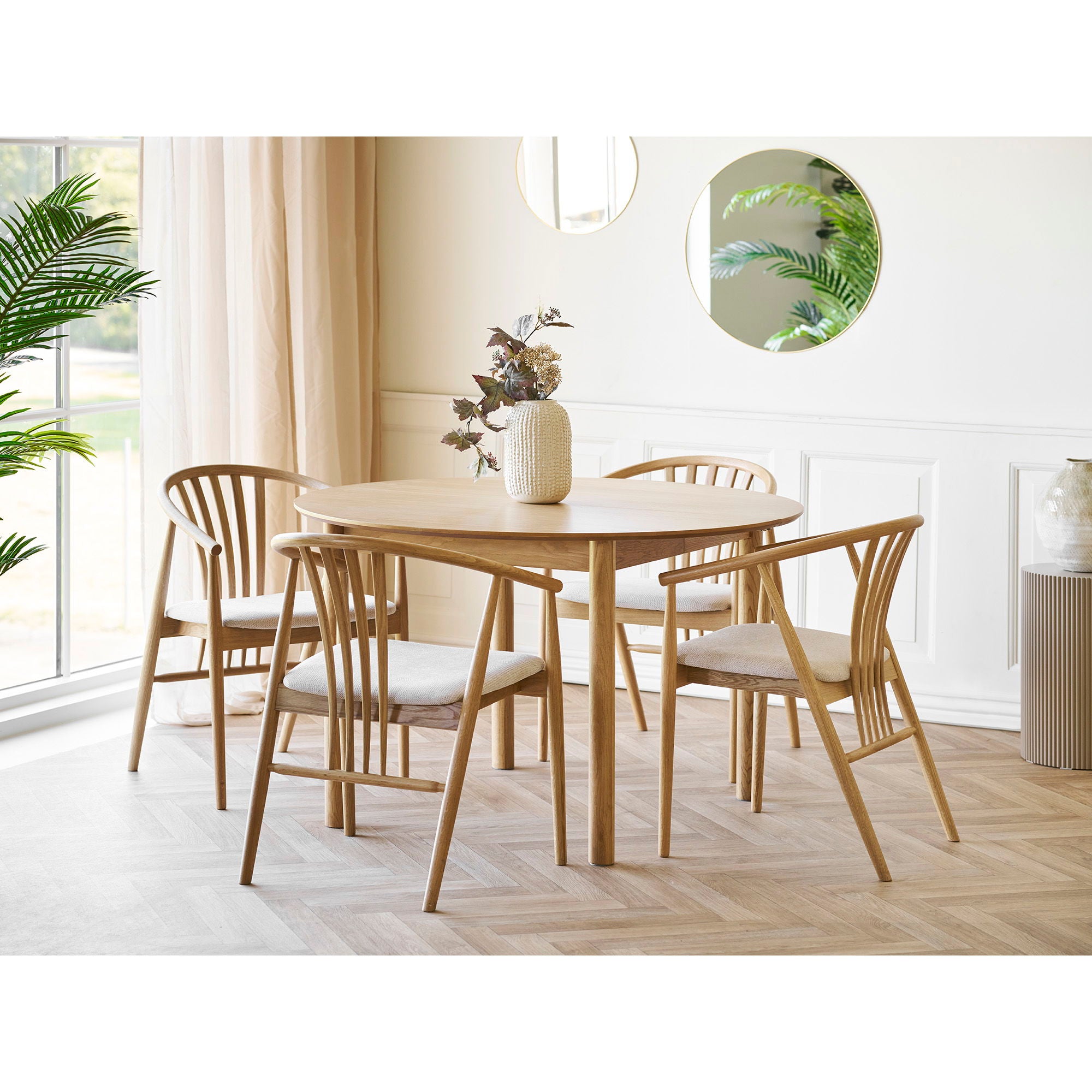 Cadeira de mesa de jantar Agustin - cadeira de mesa de jantar, carvalho com assento de tecido, natureza/areia HN1286