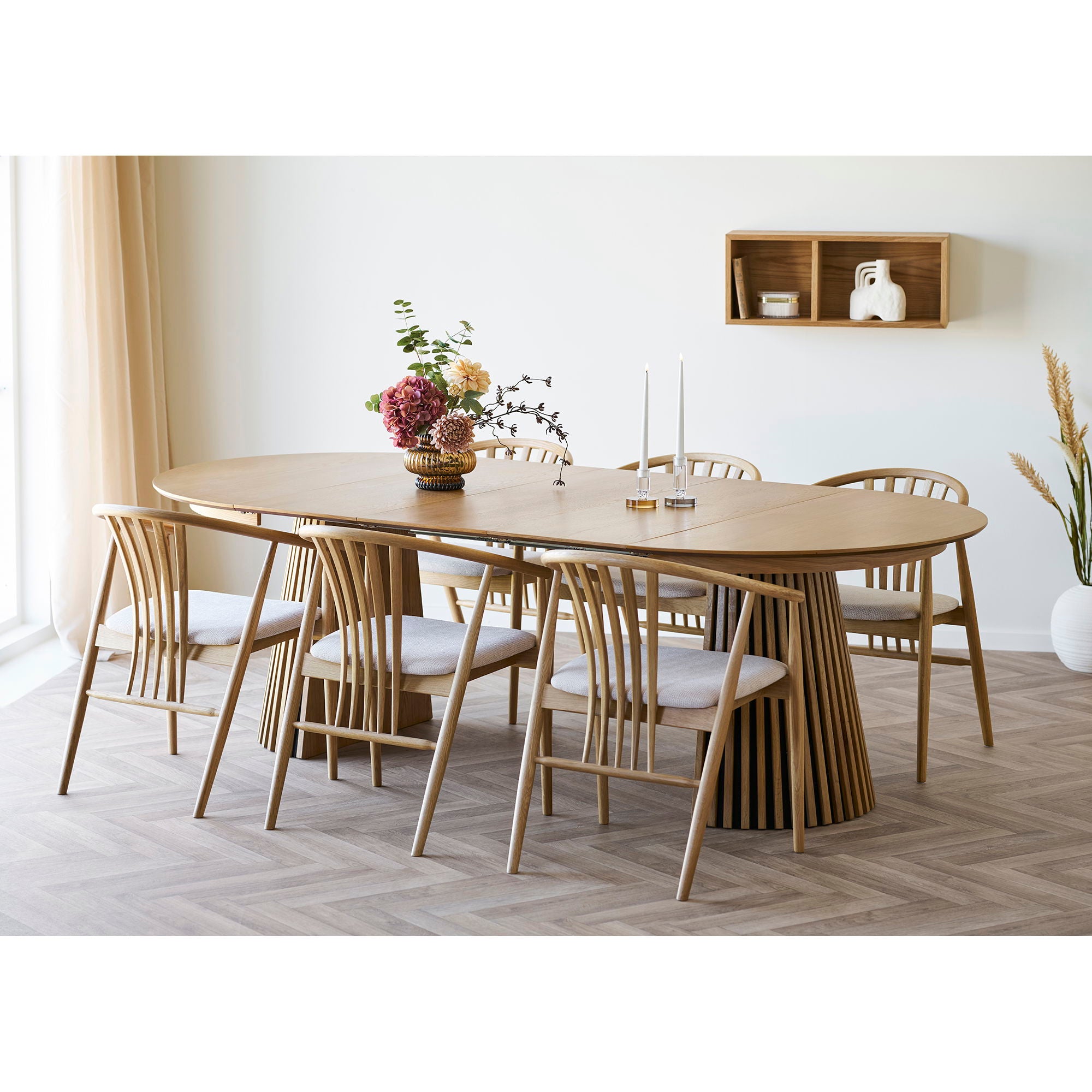 Cadeira de mesa de jantar Agustin - cadeira de mesa de jantar, carvalho com assento de tecido, natureza/areia HN1286