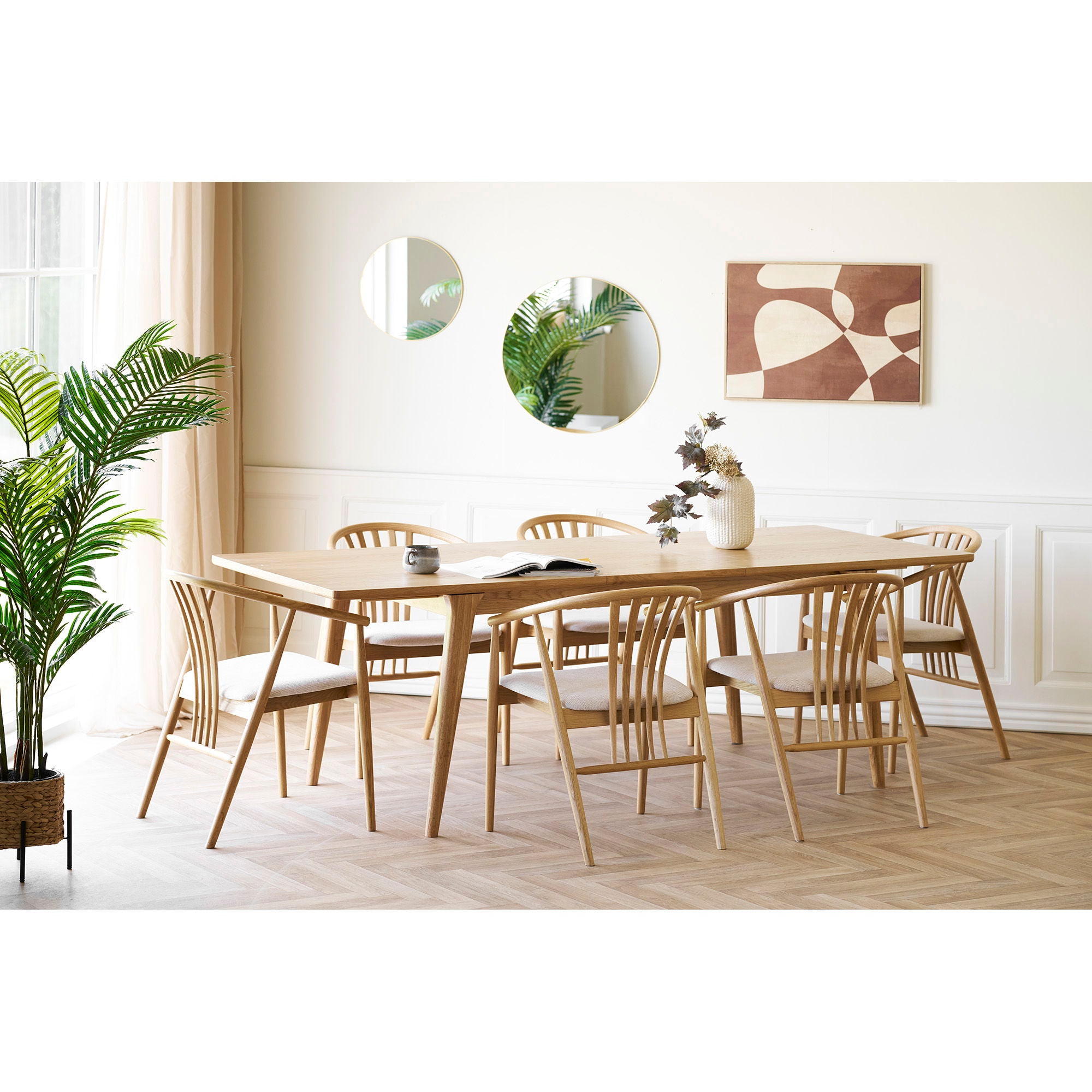 Cadeira de mesa de jantar Agustin - cadeira de mesa de jantar, carvalho com assento de tecido, natureza/areia HN1286