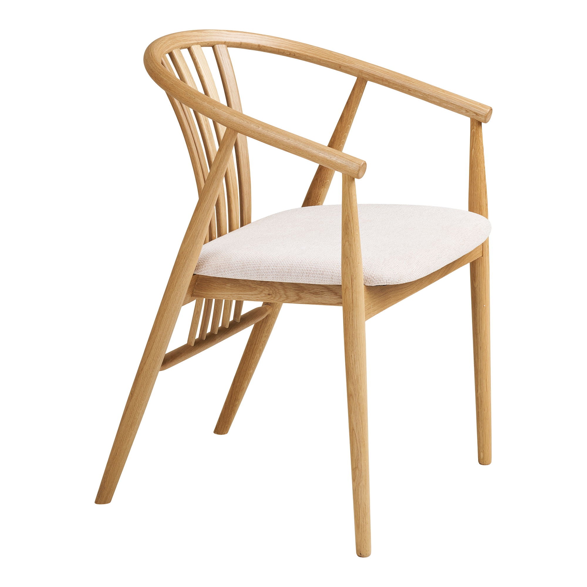 Cadeira de mesa de jantar Agustin - cadeira de mesa de jantar, carvalho com assento de tecido, natureza/areia HN1286