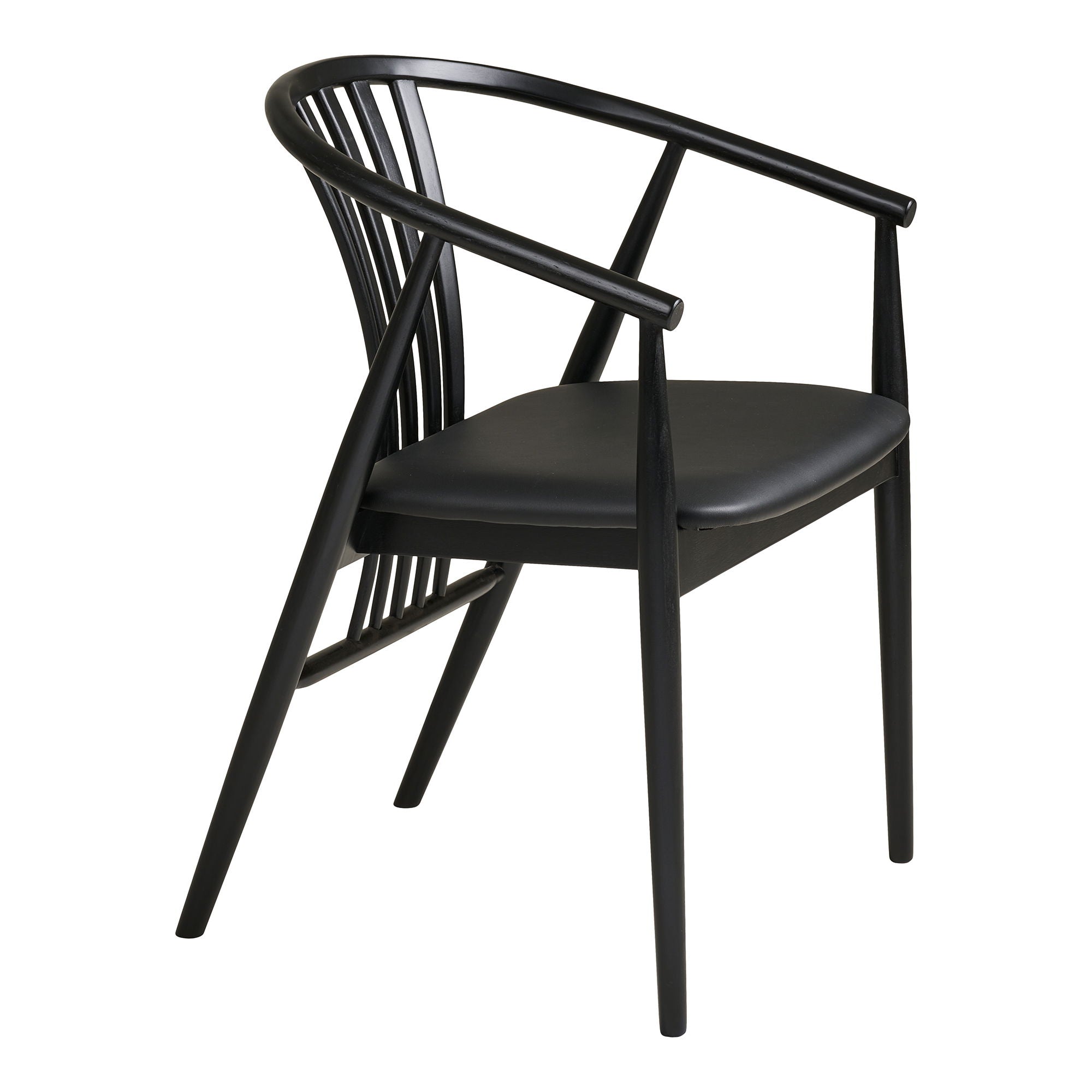 Cadeira de mesa de jantar Agustin - cadeira de mesa de jantar, madeira de faia com assento PU, preto HN1219