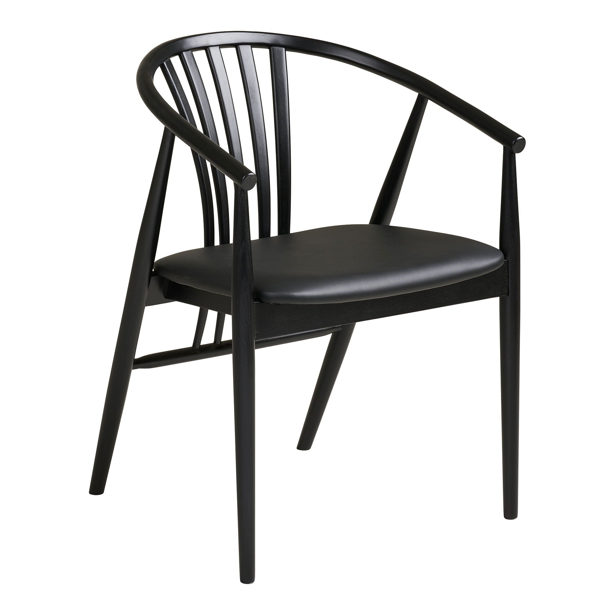 Cadeira de mesa de jantar Agustin - cadeira de mesa de jantar, madeira de faia com assento PU, preto HN1219