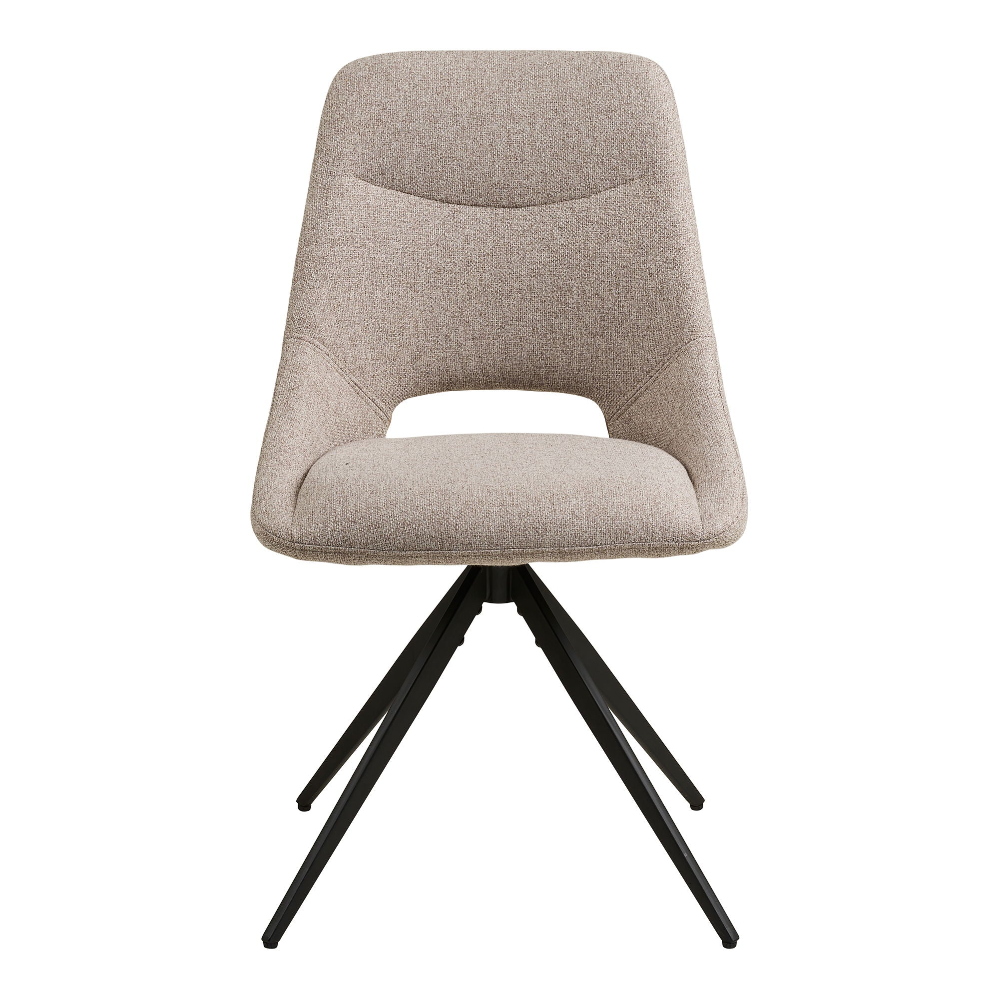 Cadeira de mesa de jantar Dokka - cadeira de mesa de jantar com pé giratório, areia, pernas pretas HN1088