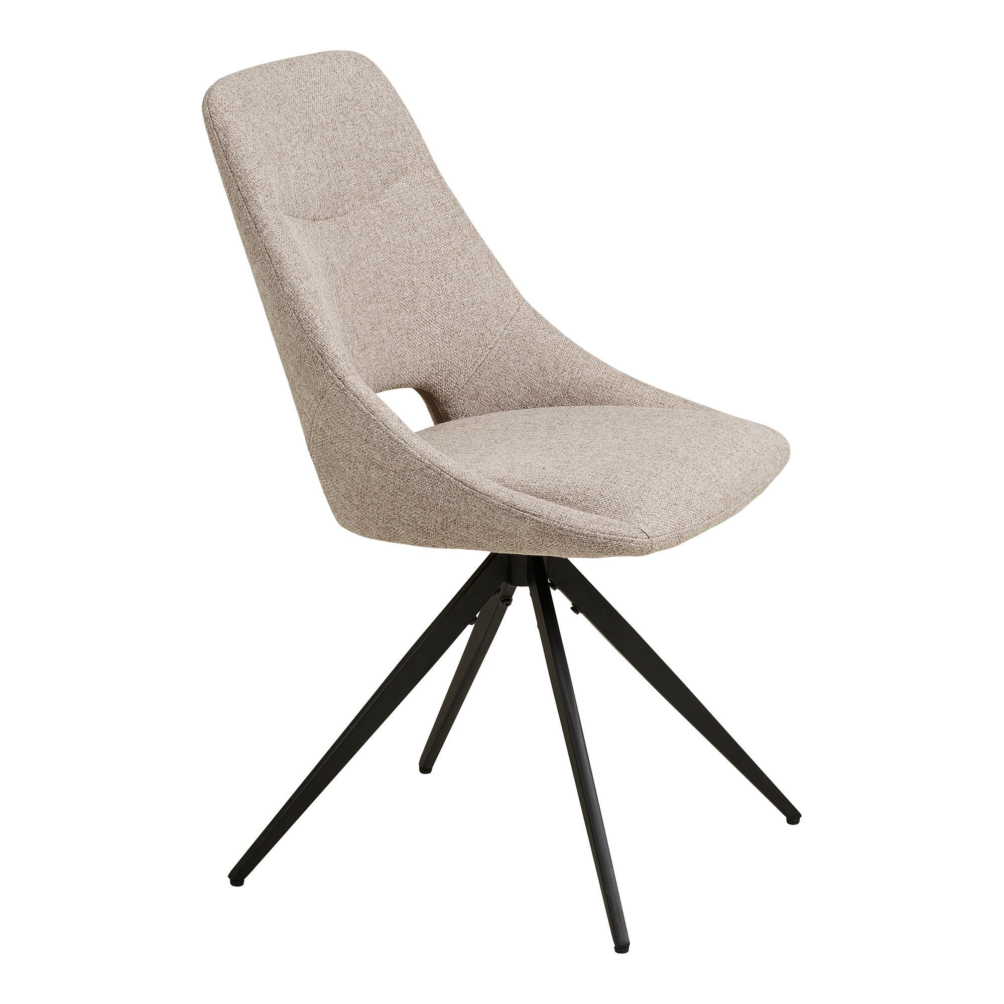 Cadeira de mesa de jantar Dokka - cadeira de mesa de jantar com pé giratório, areia, pernas pretas HN1088