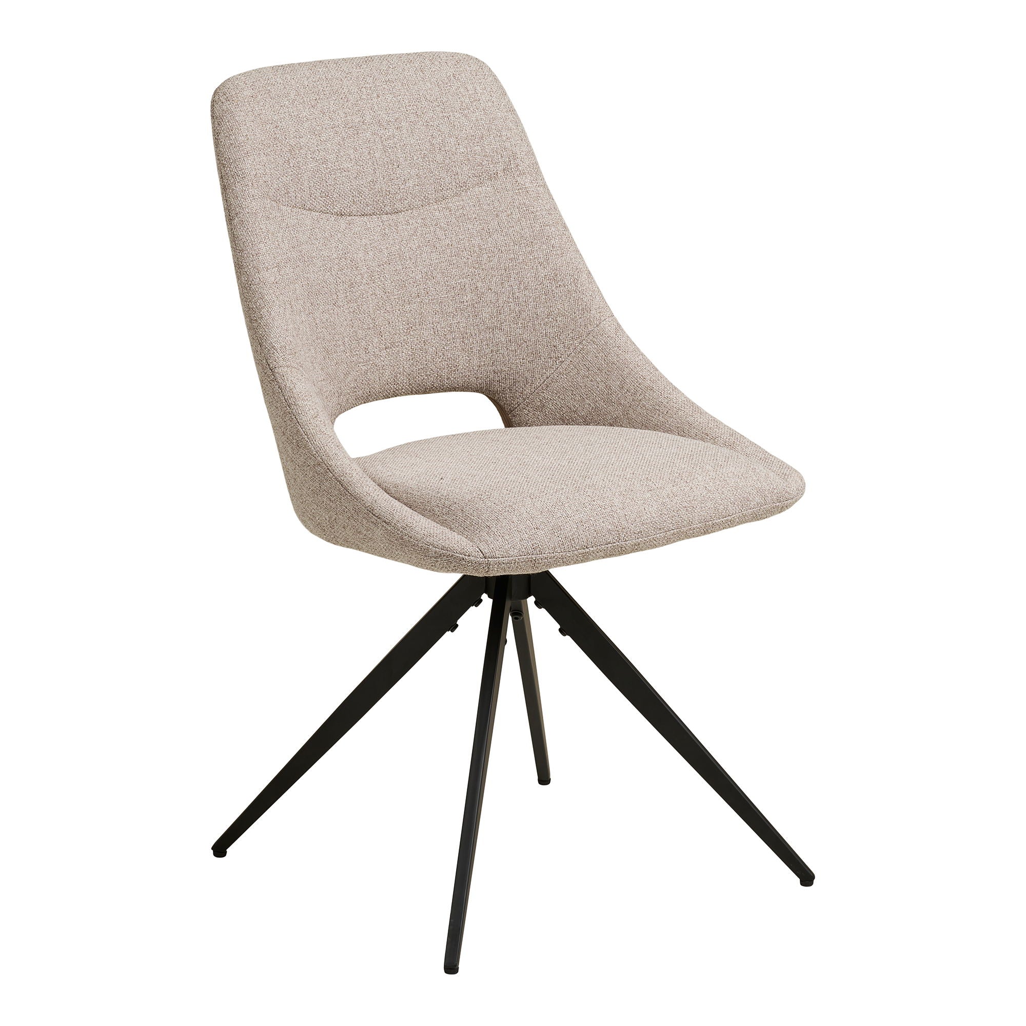 Cadeira de mesa de jantar Dokka - cadeira de mesa de jantar com pé giratório, areia, pernas pretas HN1088