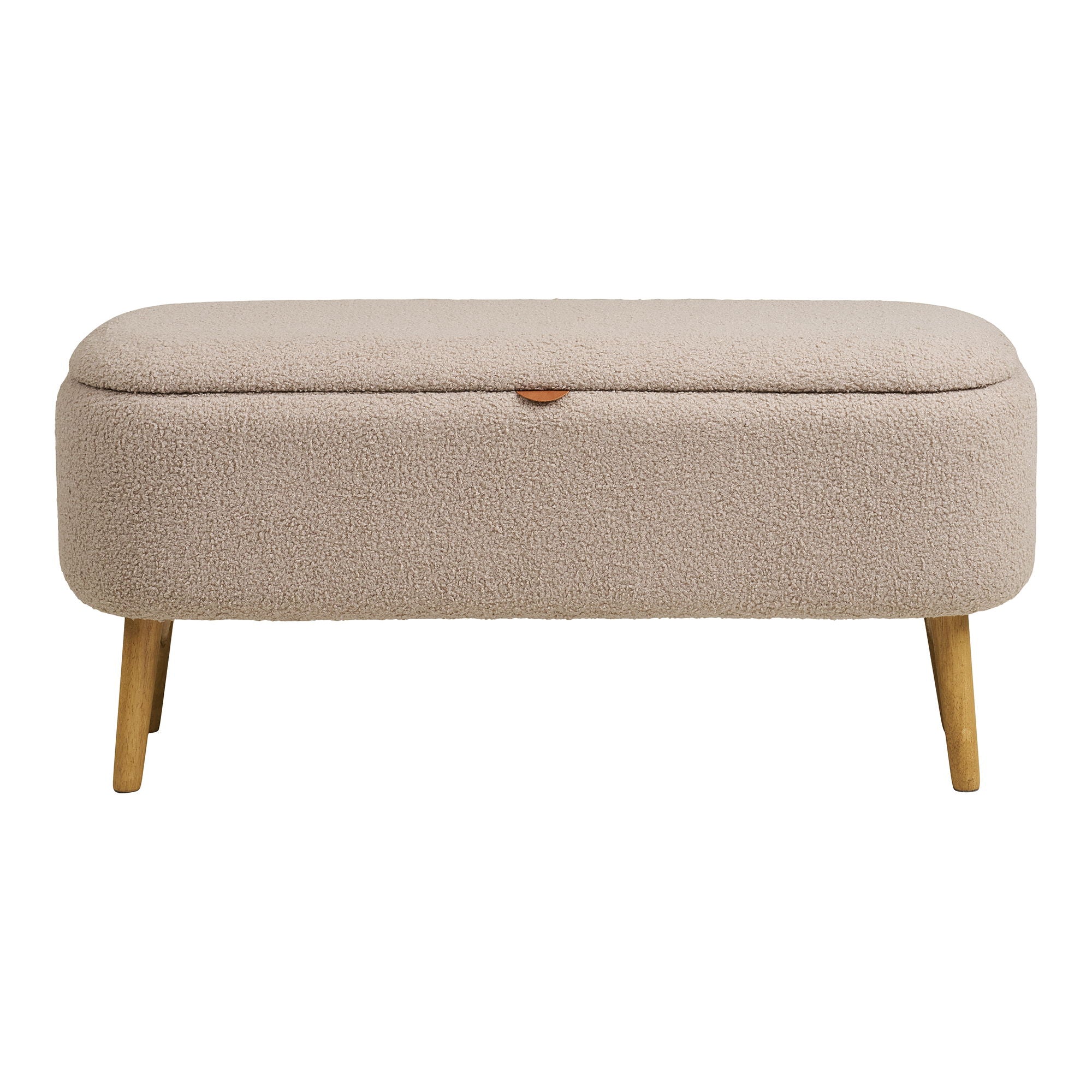 Banco Harlow - Banco com armazenamento, Bouclé, bege 95x37x45 cm, HN1063
