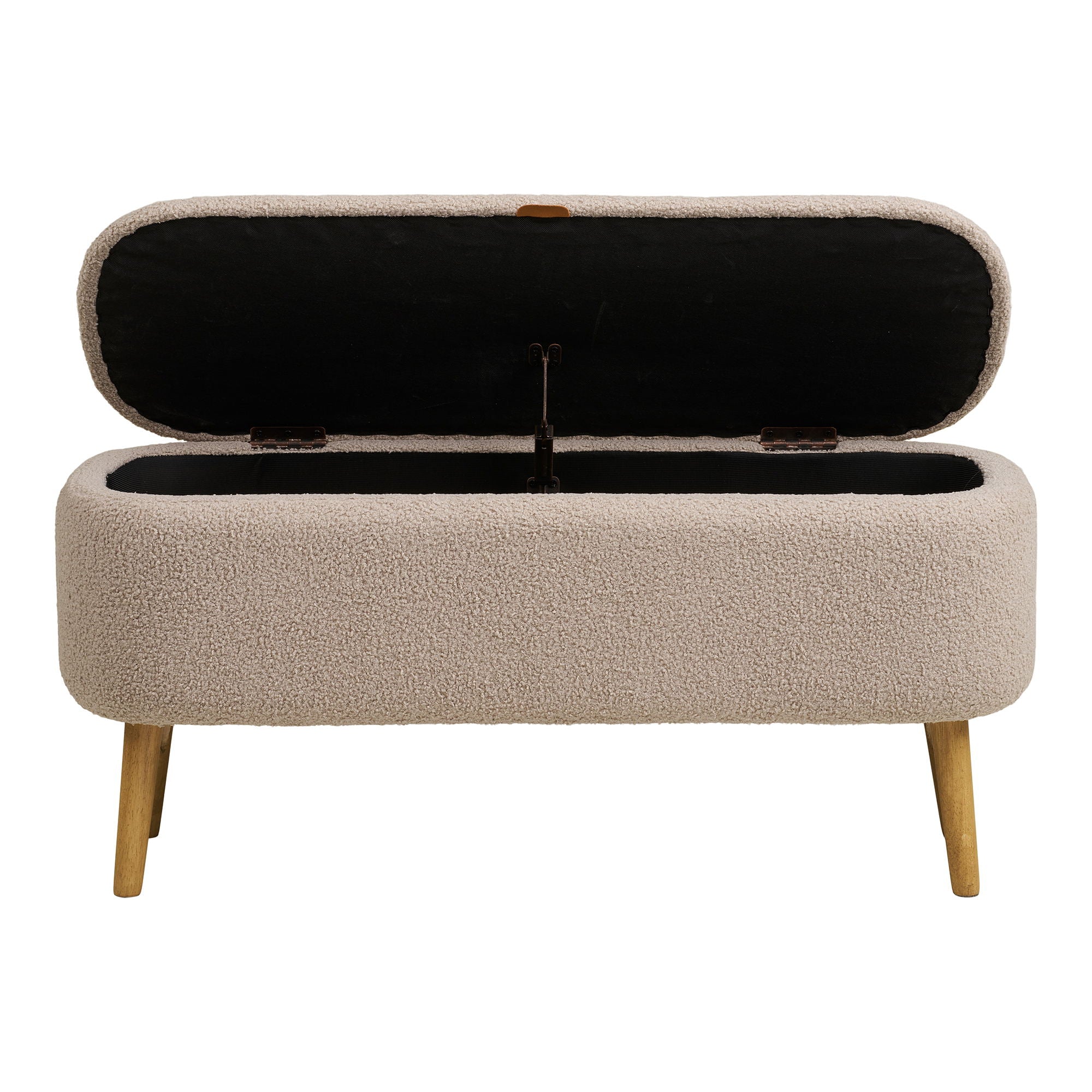 Banco Harlow - Banco com armazenamento, Bouclé, bege 95x37x45 cm, HN1063