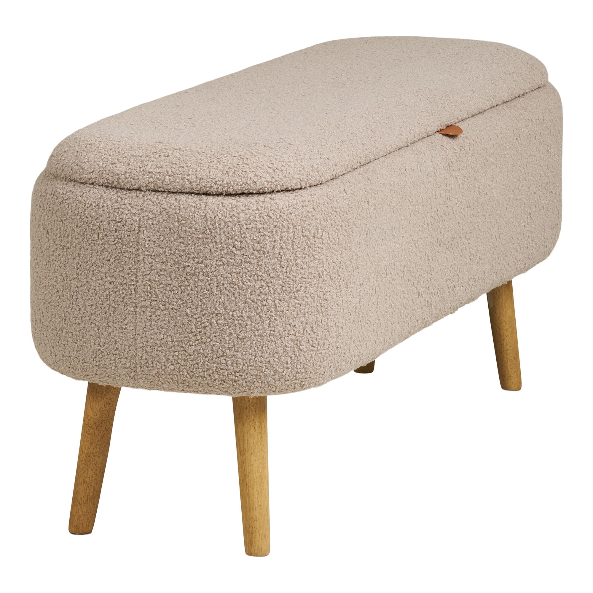 Banco Harlow - Banco com armazenamento, Bouclé, bege 95x37x45 cm, HN1063