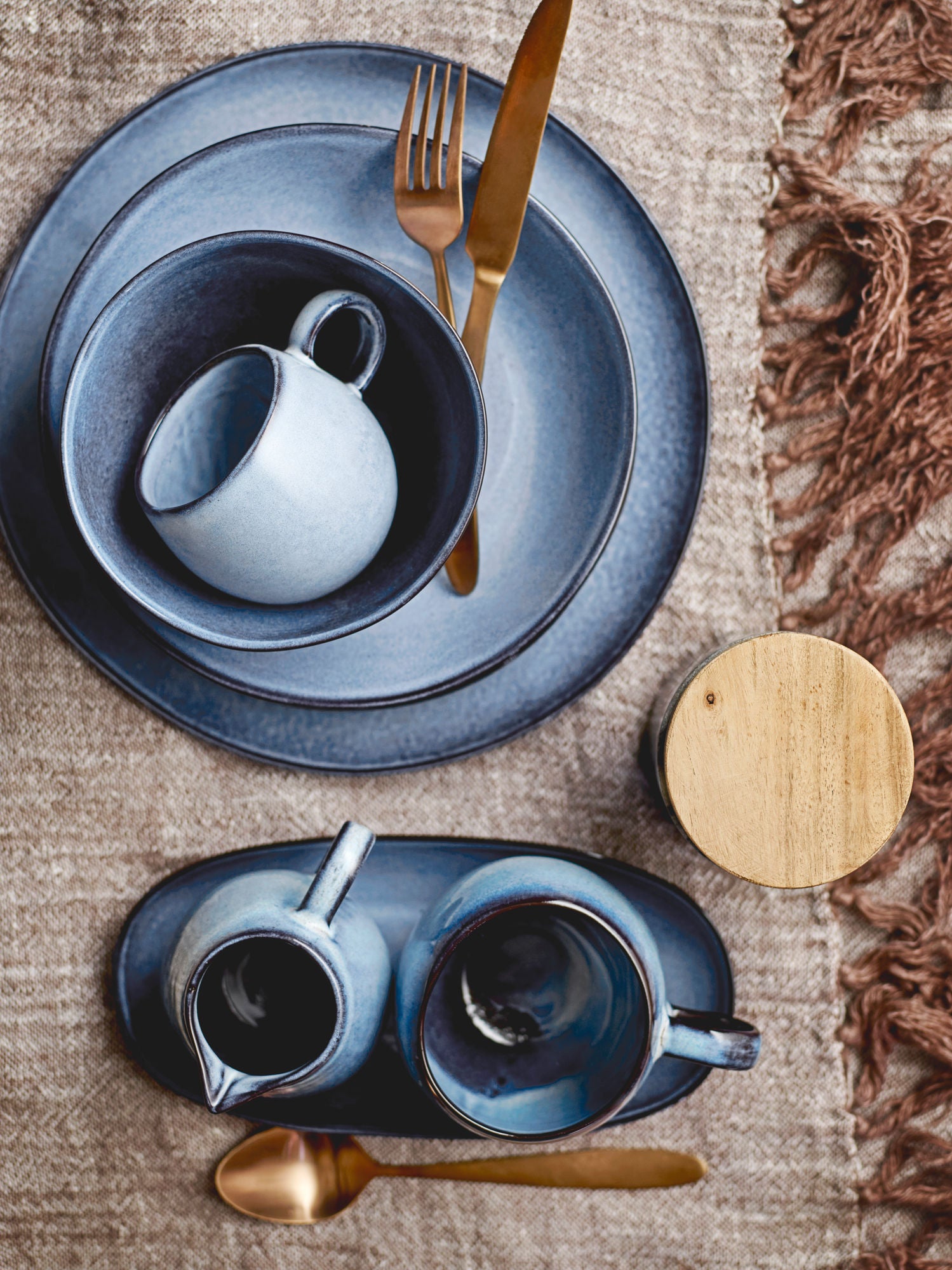 Conjunto de café da manhã de Bloomingville Sandrine, azul, grés