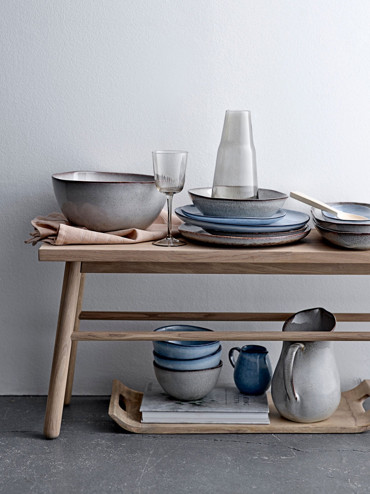 Conjunto de café da manhã de Bloomingville Sandrine, azul, grés