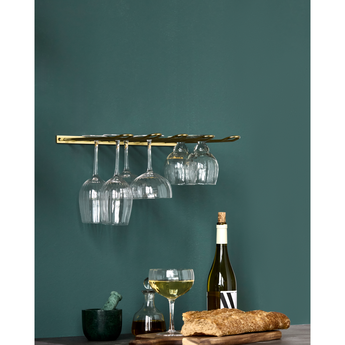 Rack de vidro, hdstilio, acabamento em ouro antik