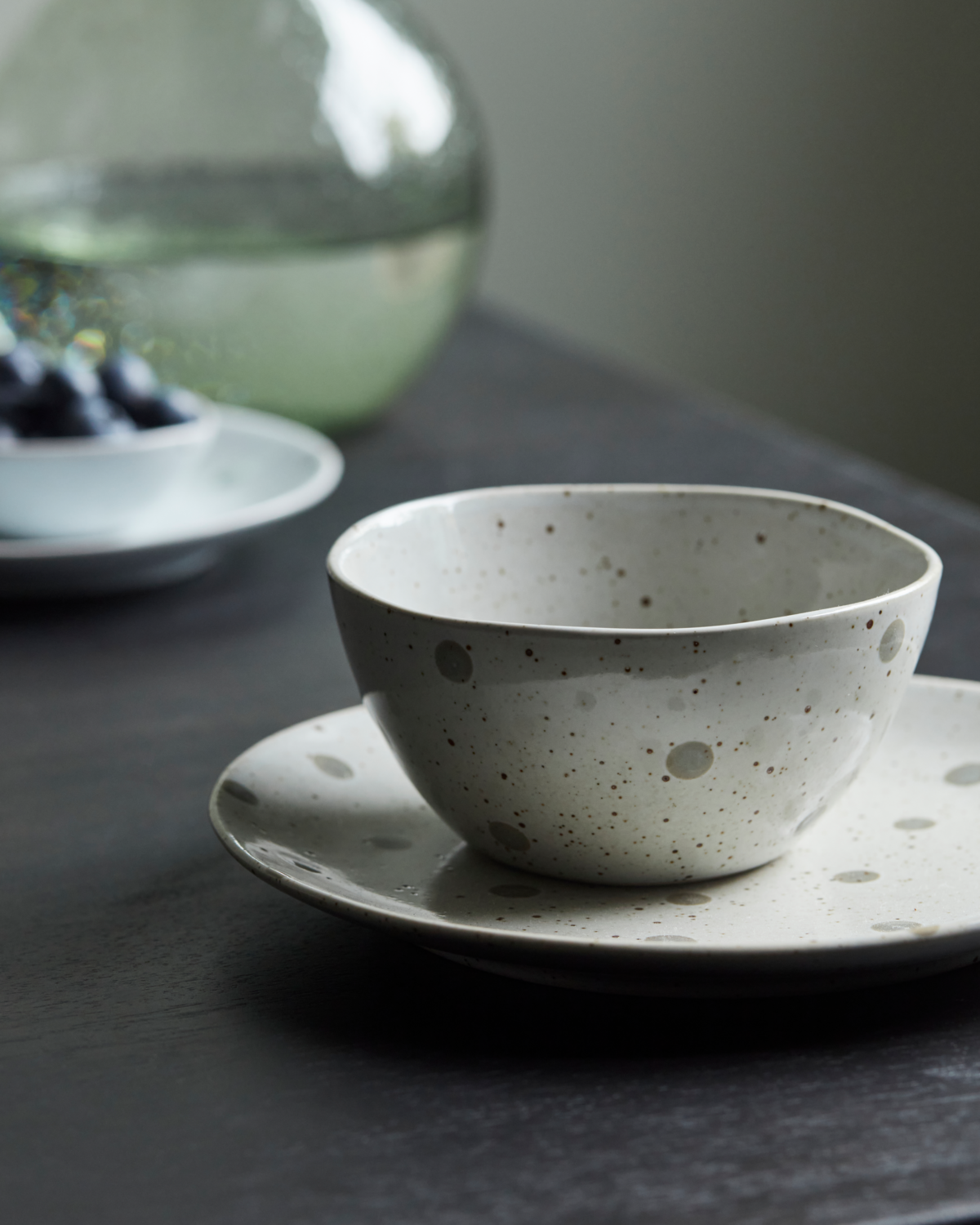 Tigela, HDDots, Branco; Verde