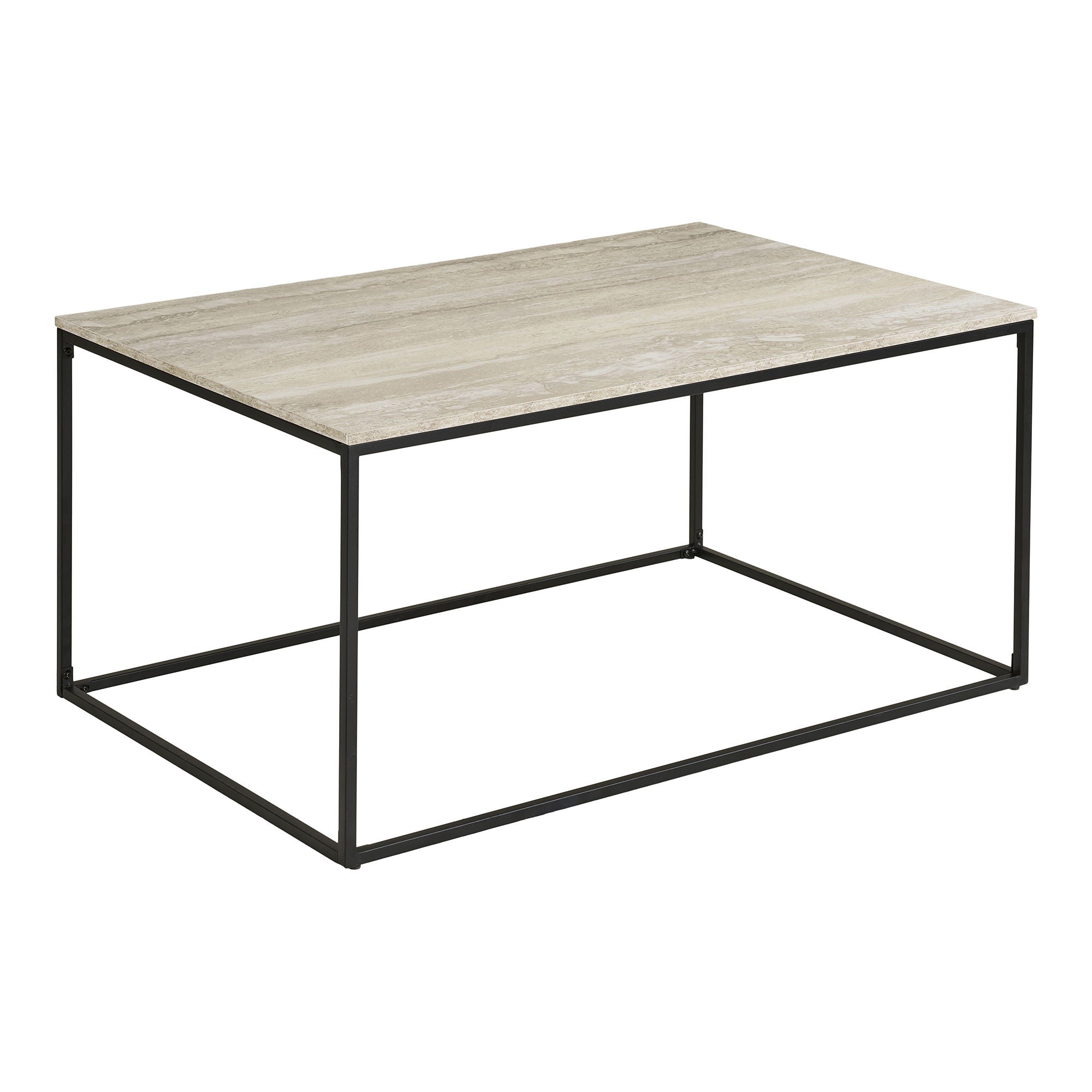 Mesa de café Vita - mesa de café, visual de travertino, quadro preto 90x60x45 cm