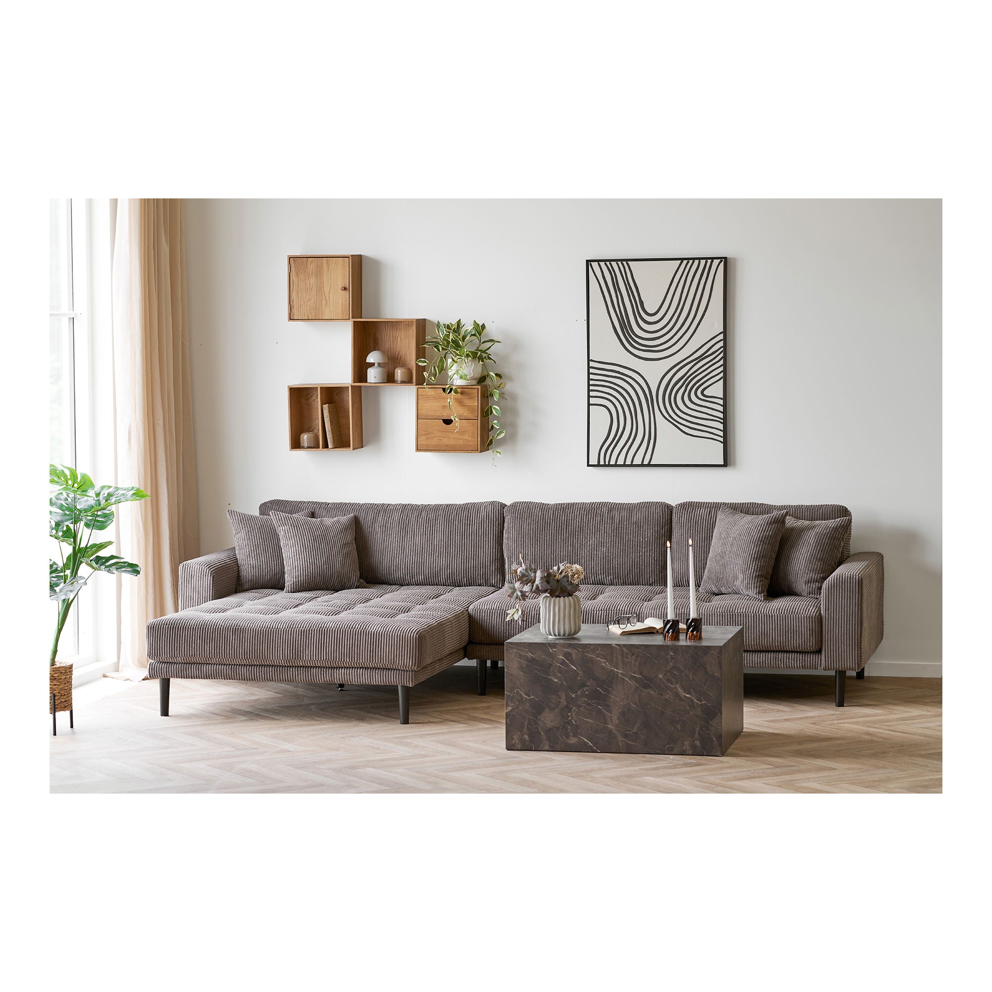 Mesa de café Praga - mesa de café, aparência de mármore, marrom 60x80x40 cm
