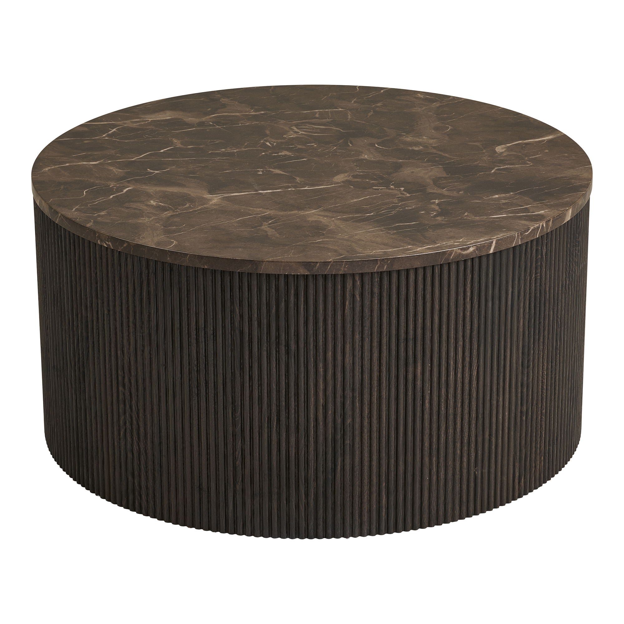 Mesa de café rota - mesa de café, aparência de mármore, marrom escuro Ø80x40 cm