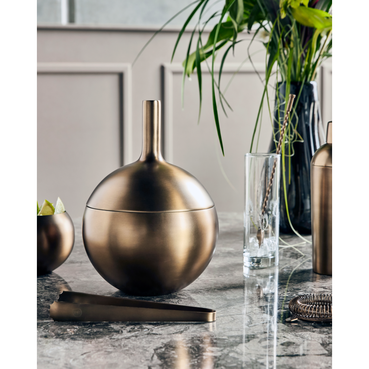 Balde de gelo, hdbaar, acabamento de latão antigo