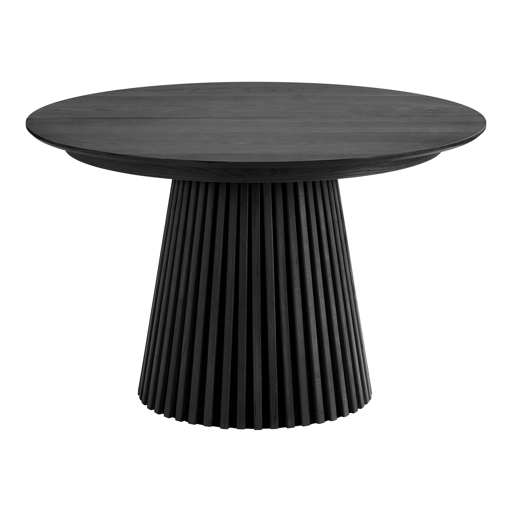 Mesa de jantar Osaka - Mesa de jantar, folheado de carvalho, preto, incl. duas placas adicionais ø120x120-160-200x75 cm