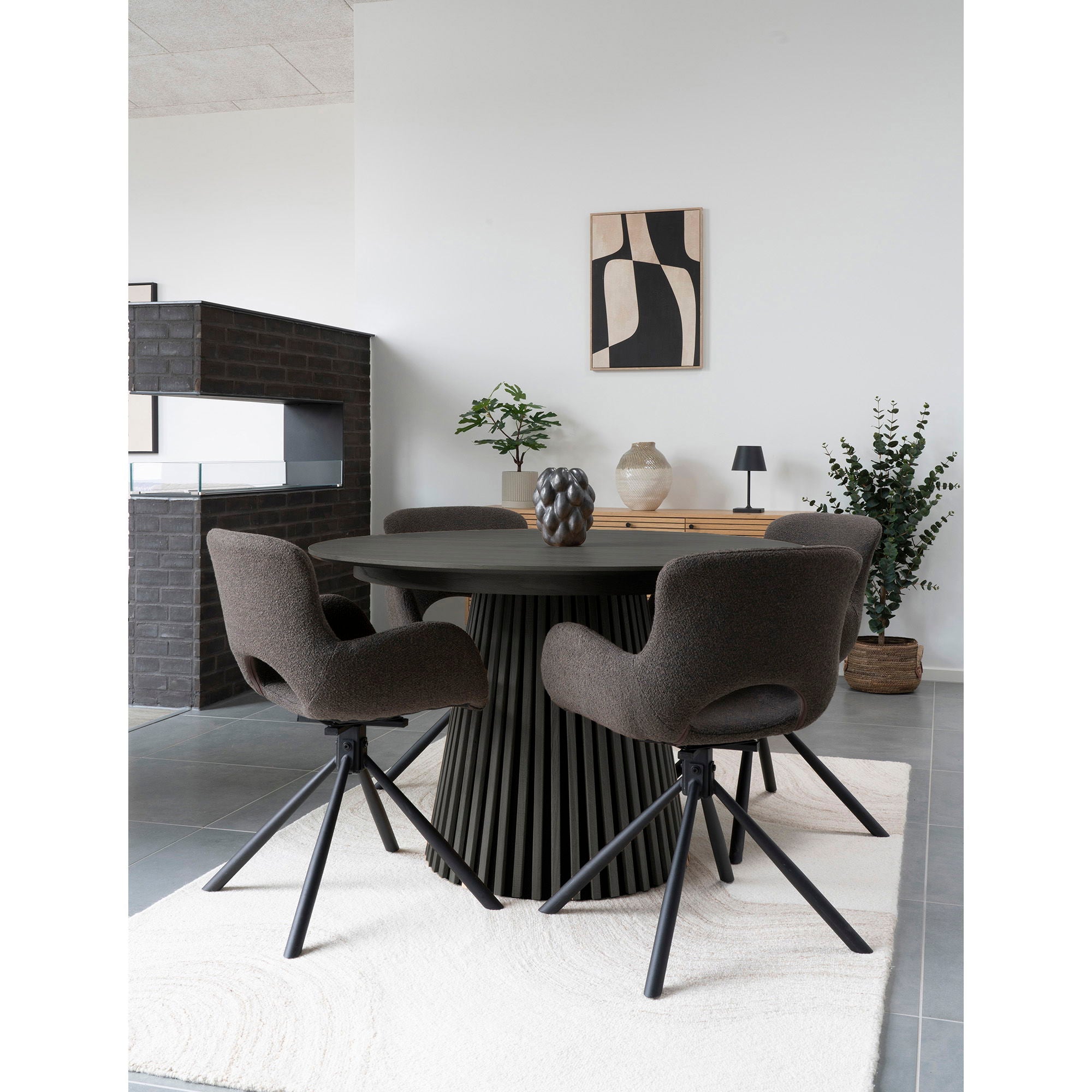 Mesa de jantar Osaka - mesa de jantar, verniz de carvalho, preto Ø140x75 cm