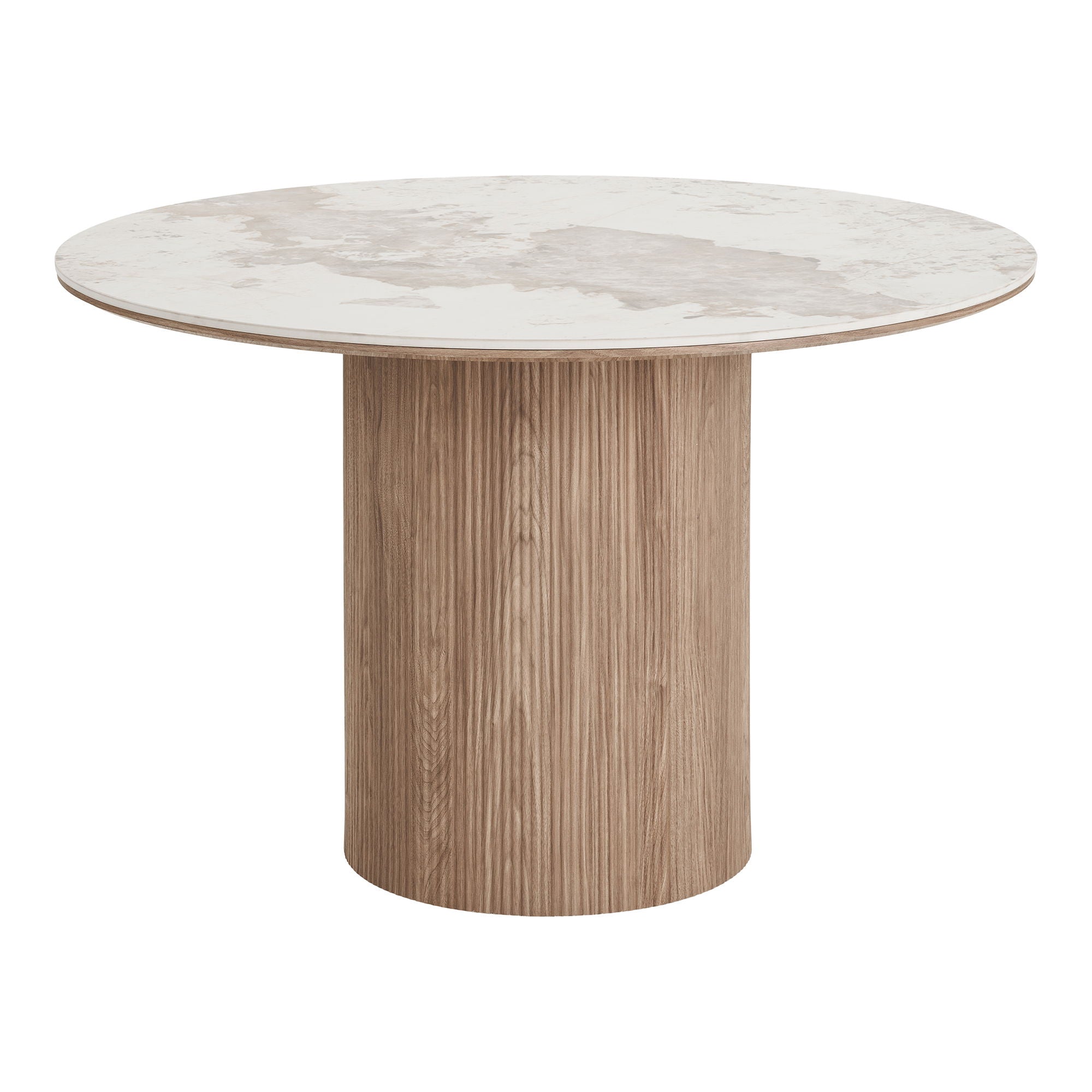 Mesa de jantar Atenas - Mesa de jantar, tampo de cerâmica, branco, marrom escuro ø120x76 cm