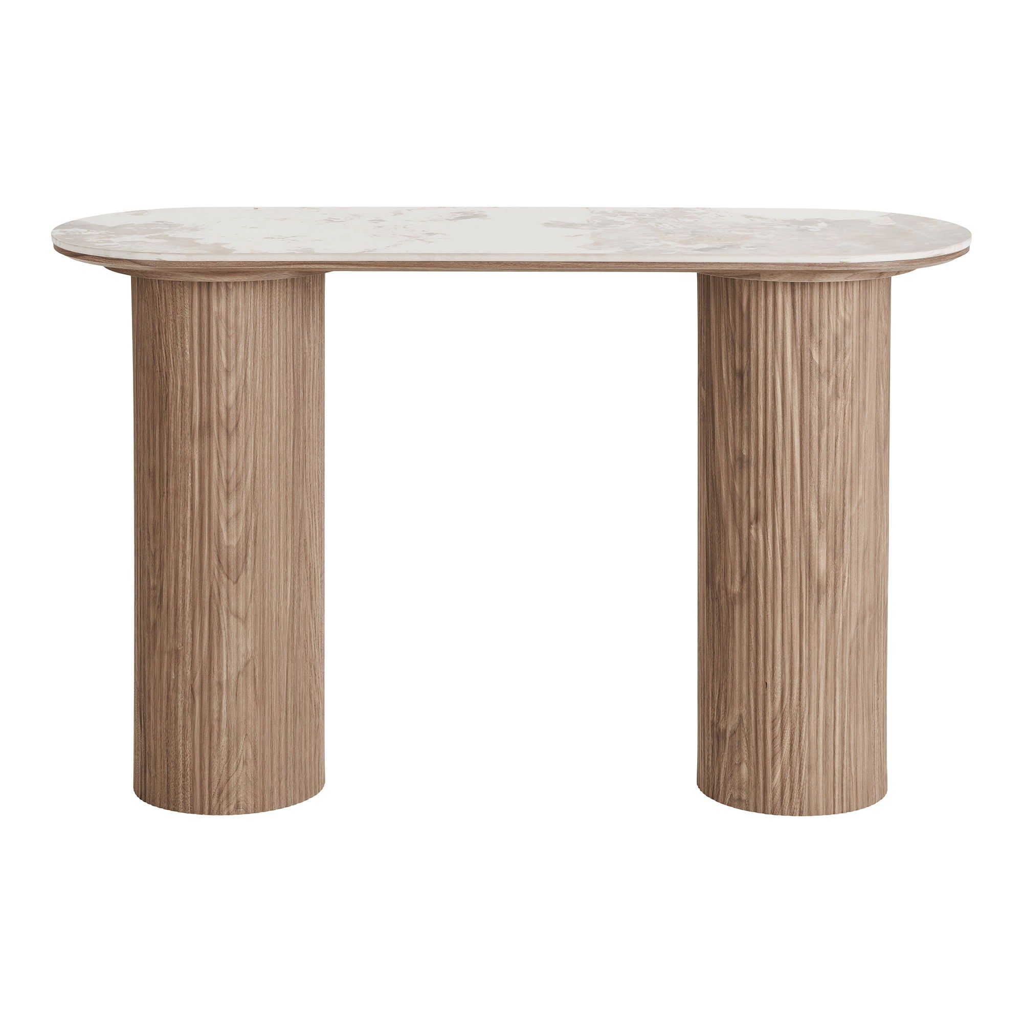 Mesa de console Atenas - Mesa de console, tampo de cerâmica, branco, marrom escuro 40x120x78 cm