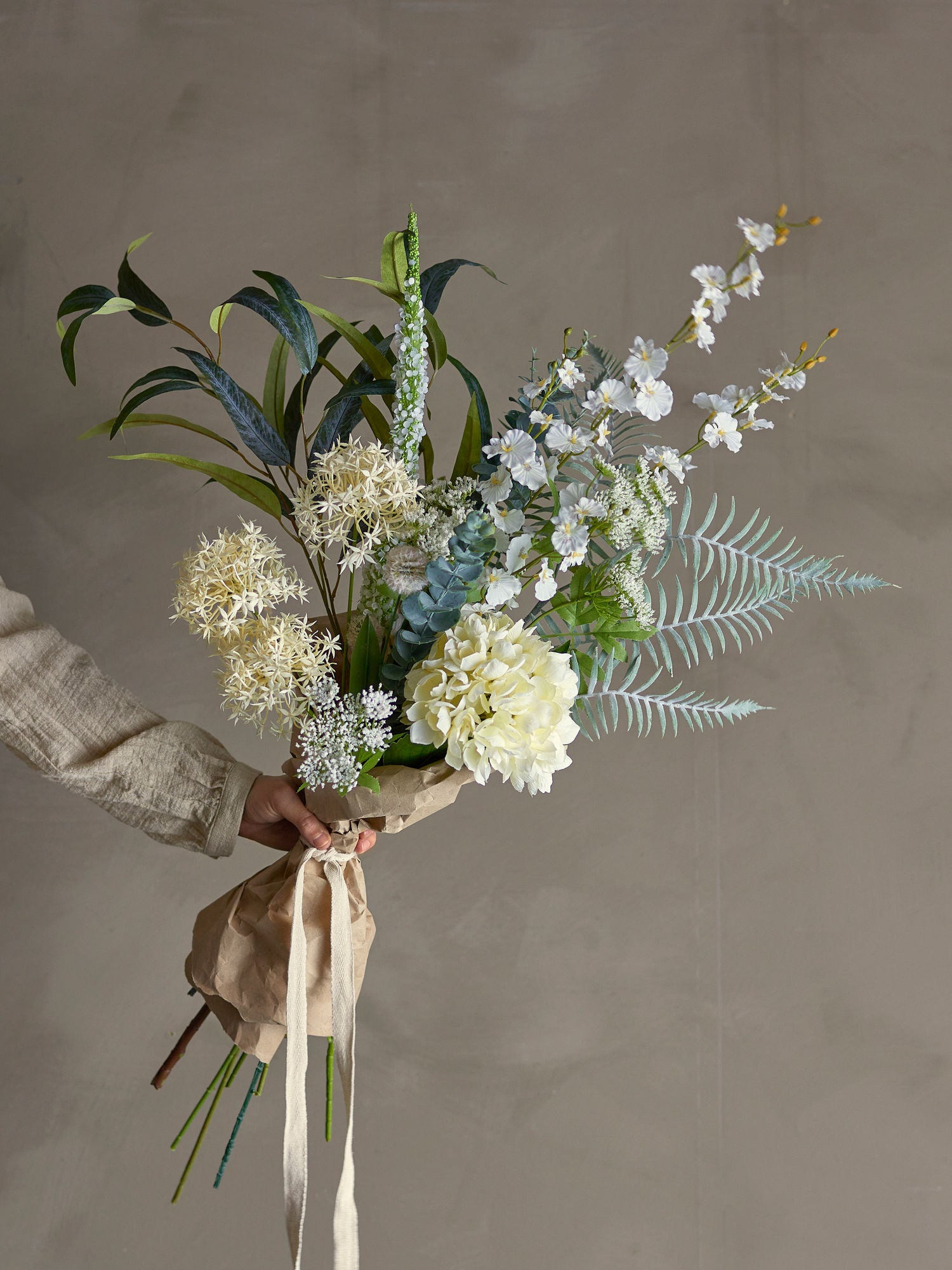 Bloomingville Symphonie Bouquet, Branco, Flores Artificiais