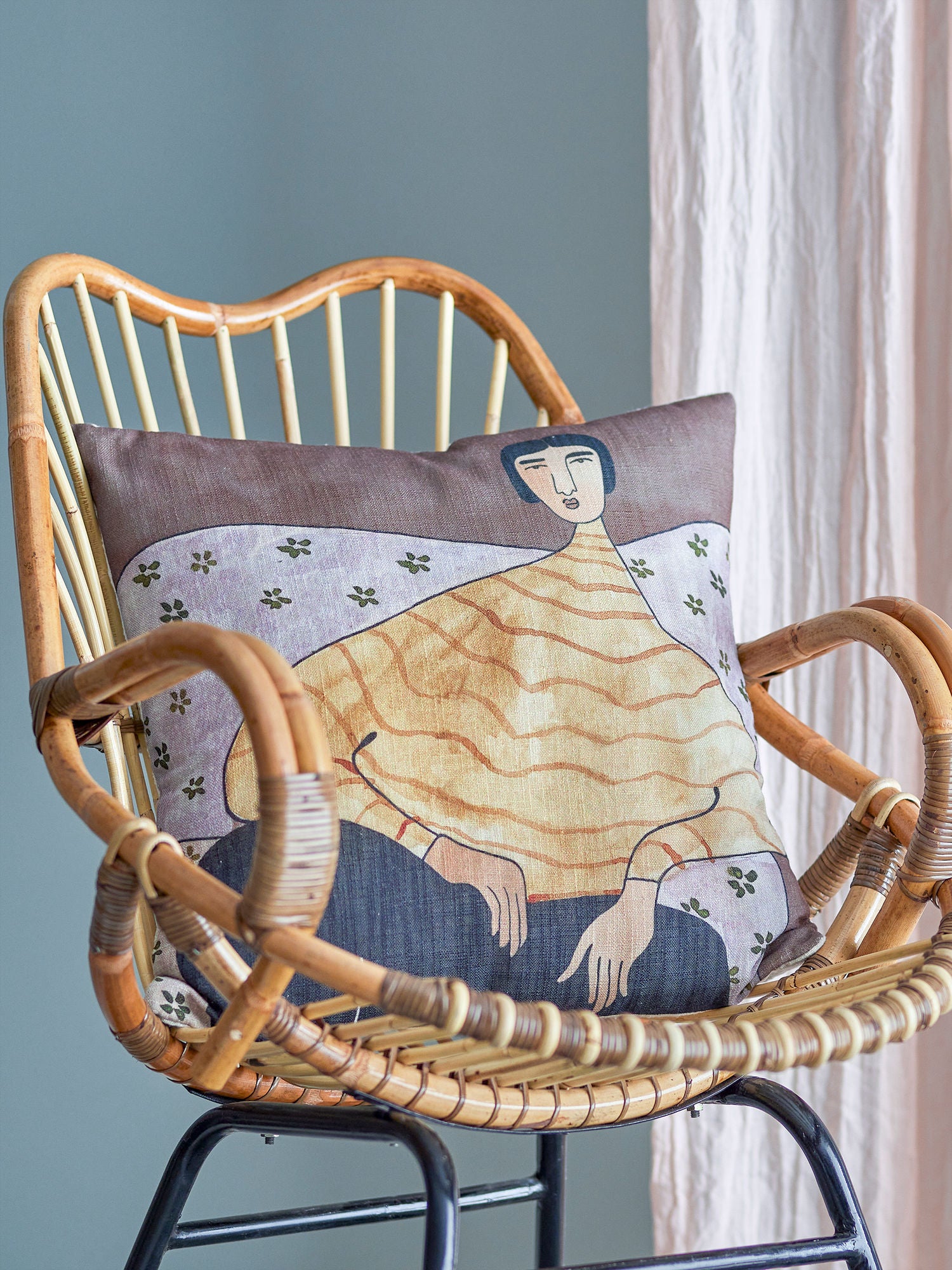 Almofado de Bloomingville Zita, amarelo, poliéster