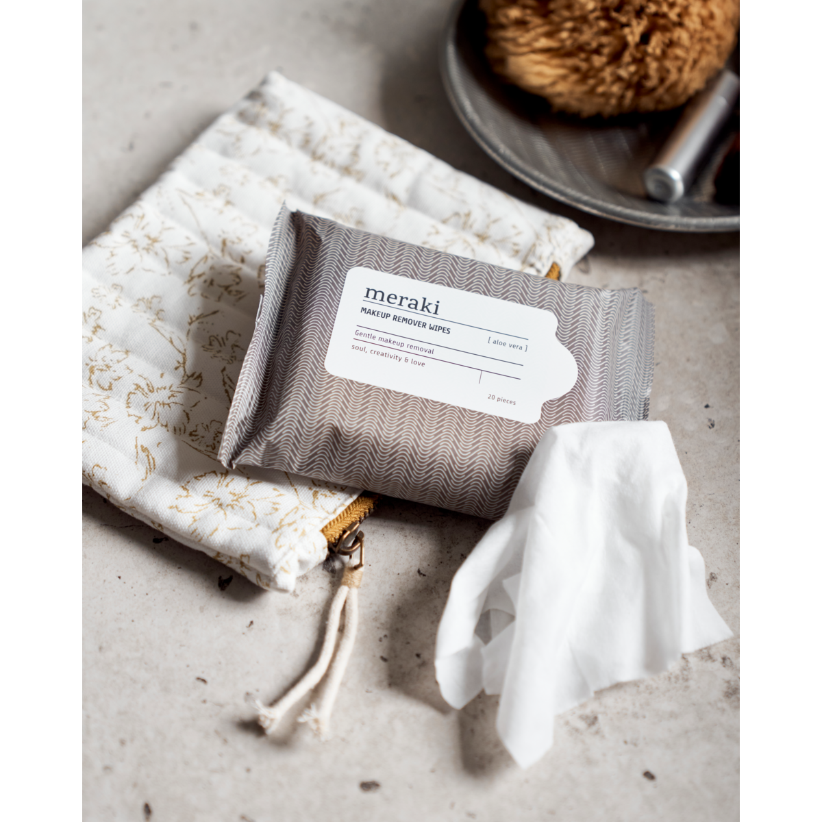 Limpos de removedor de maquiagem, aloe vera, cinza quente; branco