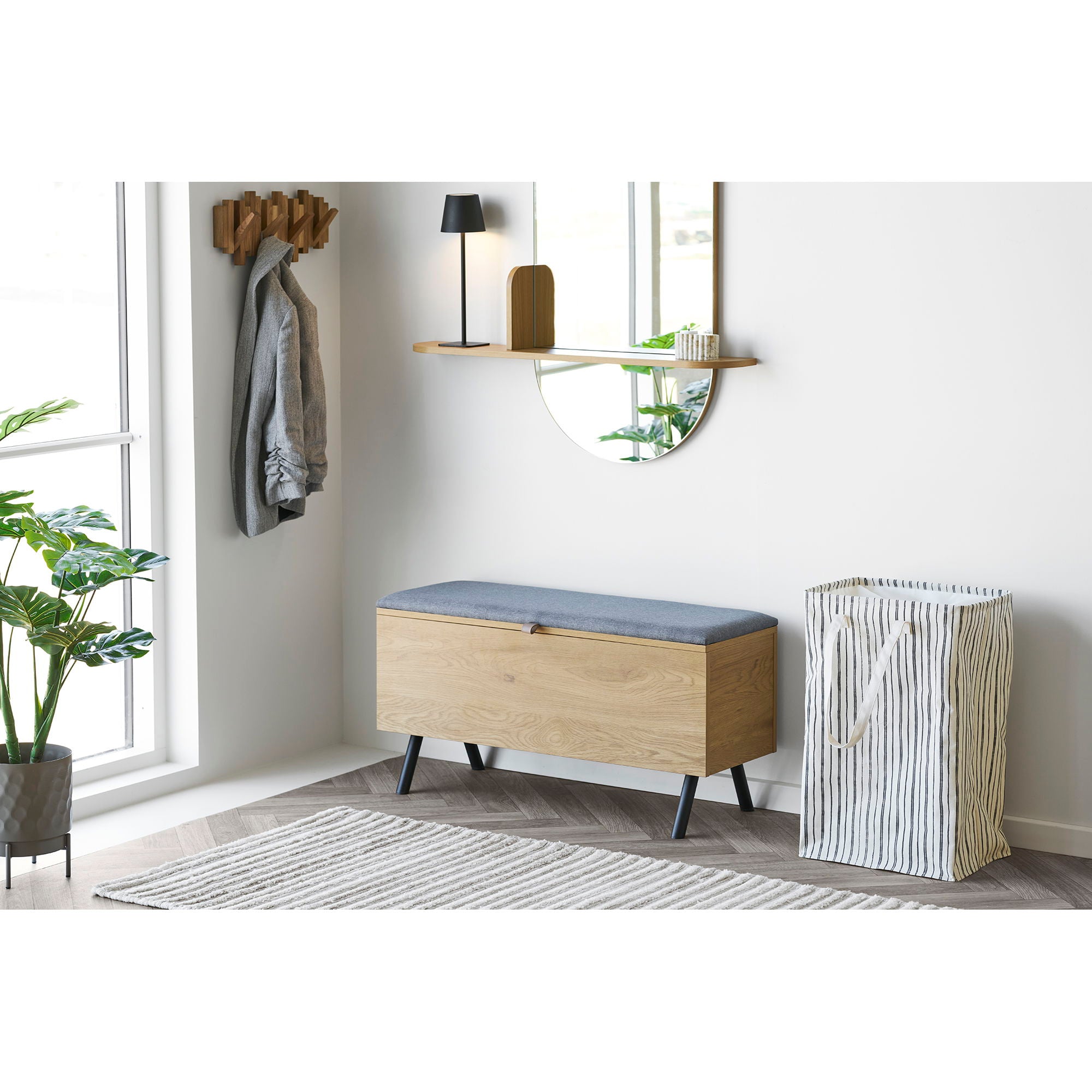 Cesta de lavanderia Argos - cesta de lavanderia, tecido, bege/preto 38x28x58 cm