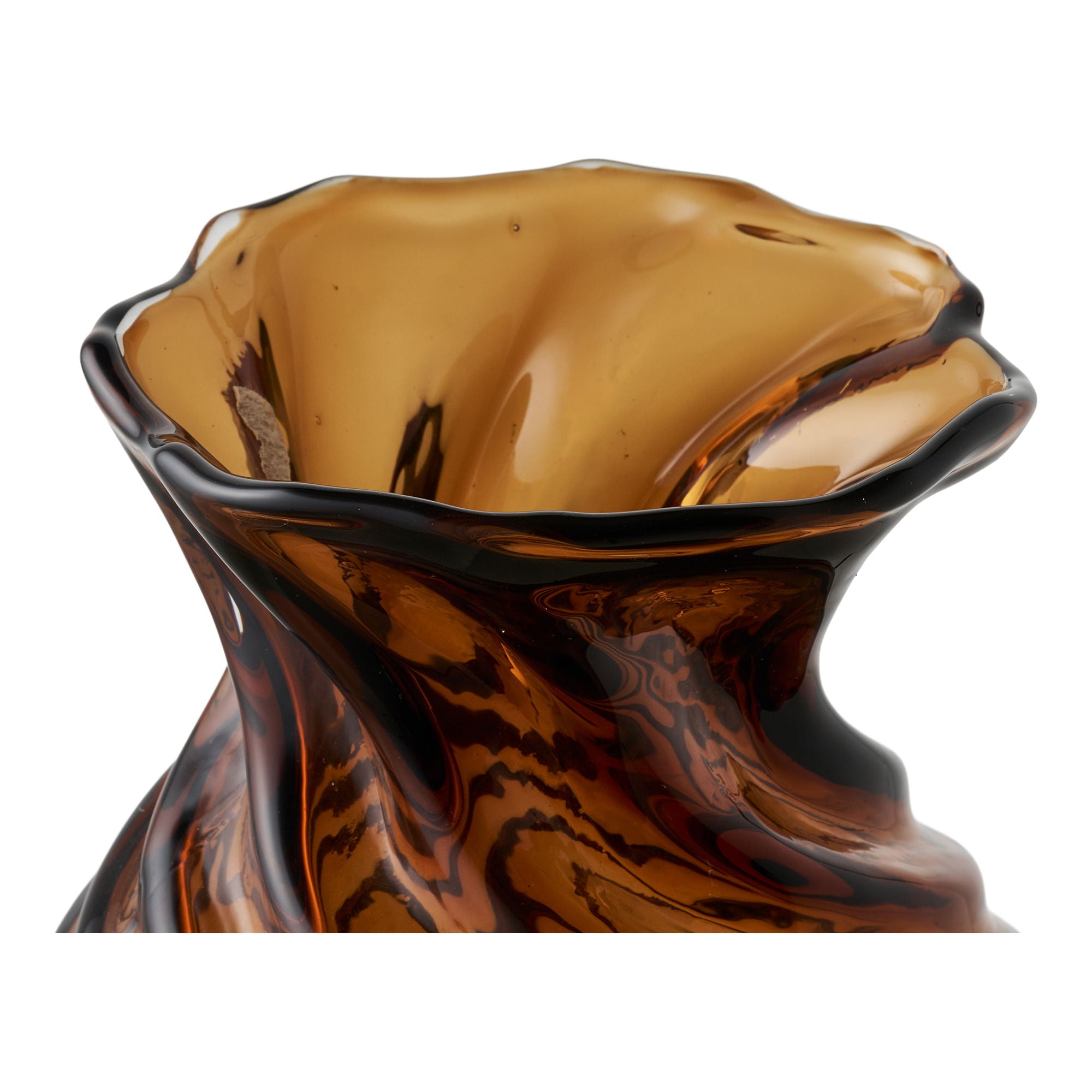 Vaso - vaso, vidro belo em boca, marrom fumado Ø16x18.5 cm