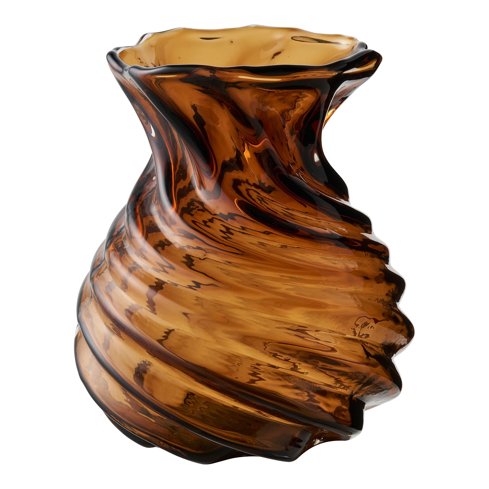 Vaso - vaso, vidro belo em boca, marrom fumado Ø16x18.5 cm