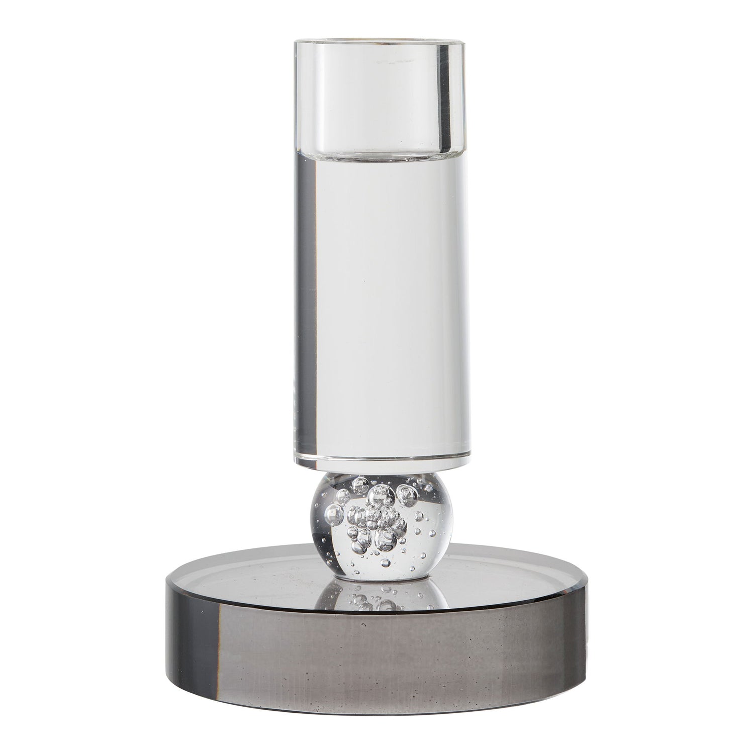 Candlestick - Candlestick, vidro, cinza/branco Ø9x13 cm