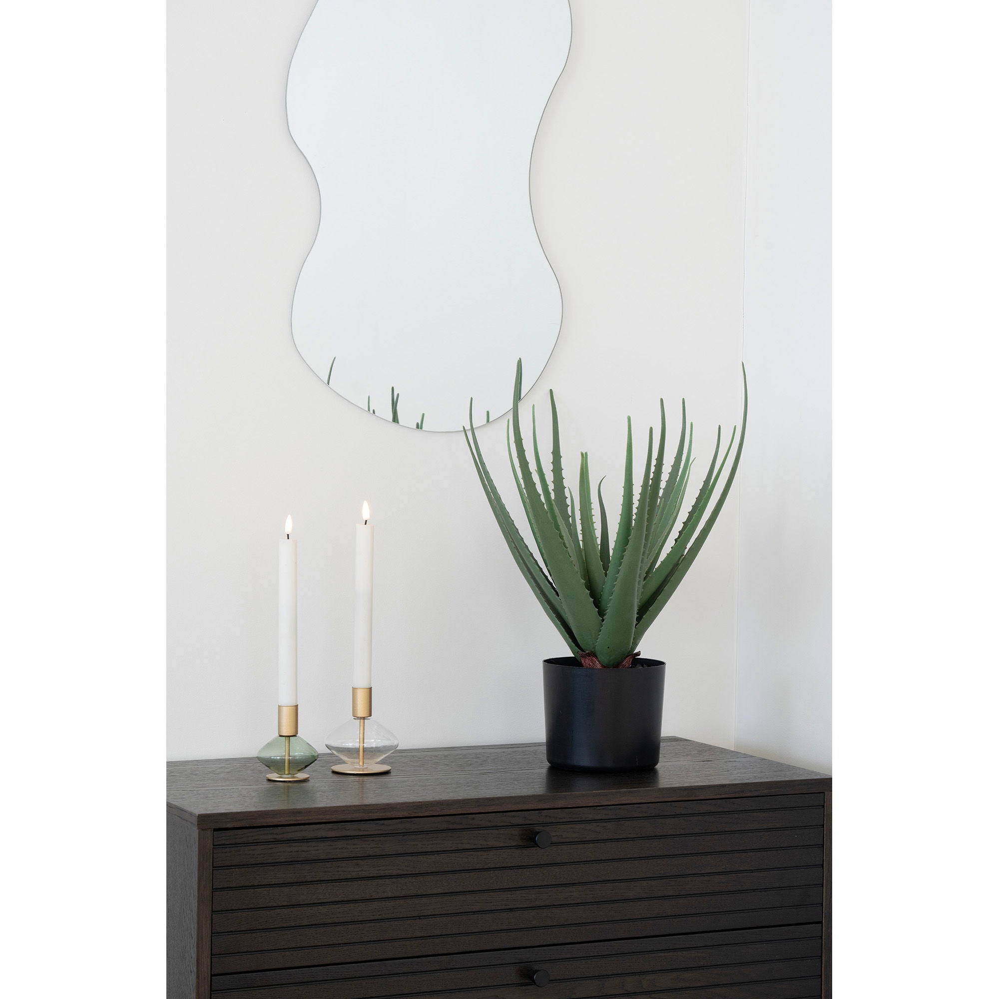 Candlestick - Candlestick, vidro/metal, conjunto transparente/verde de 2