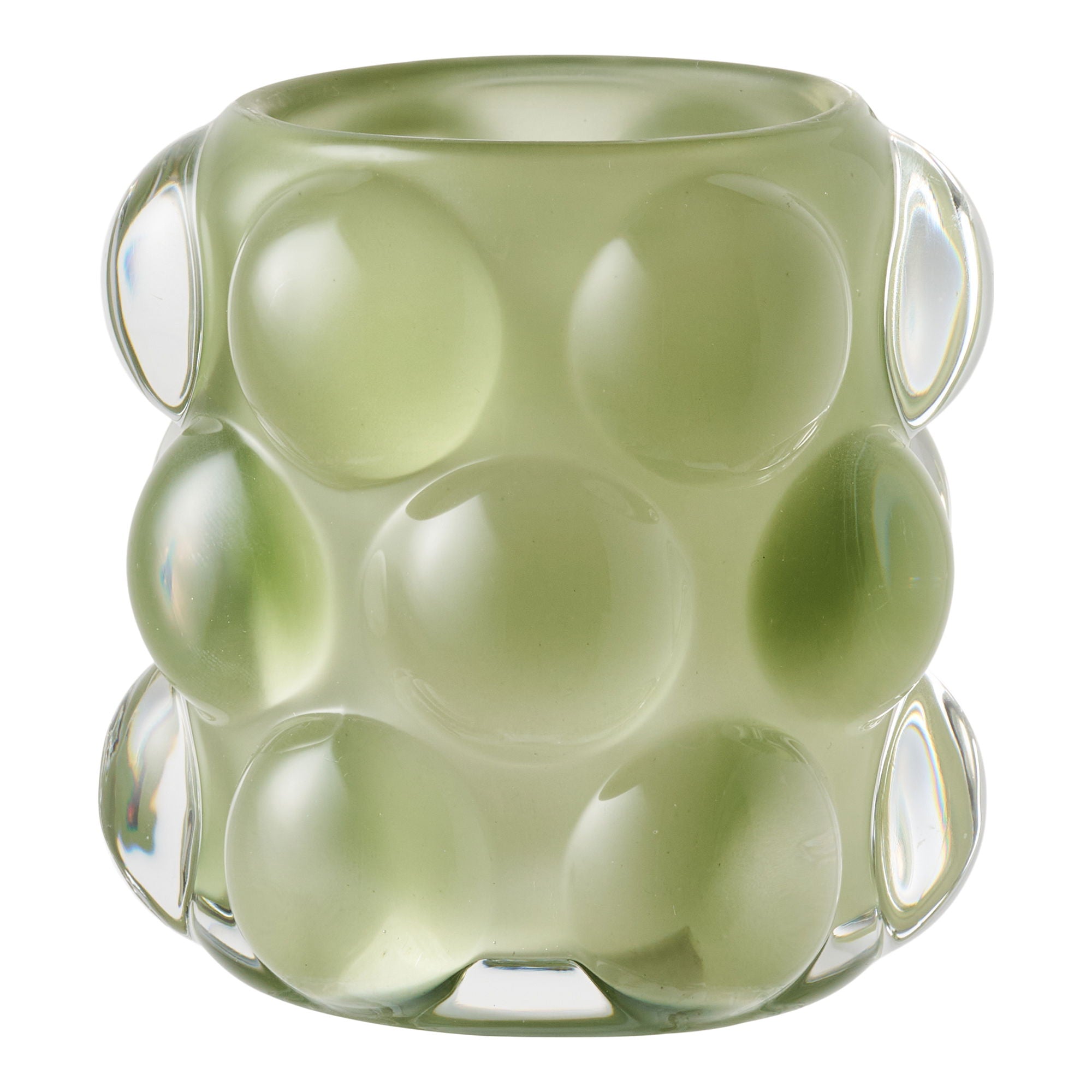 Candlestick - Candlestick, vidro, conjunto bege/verde de 2