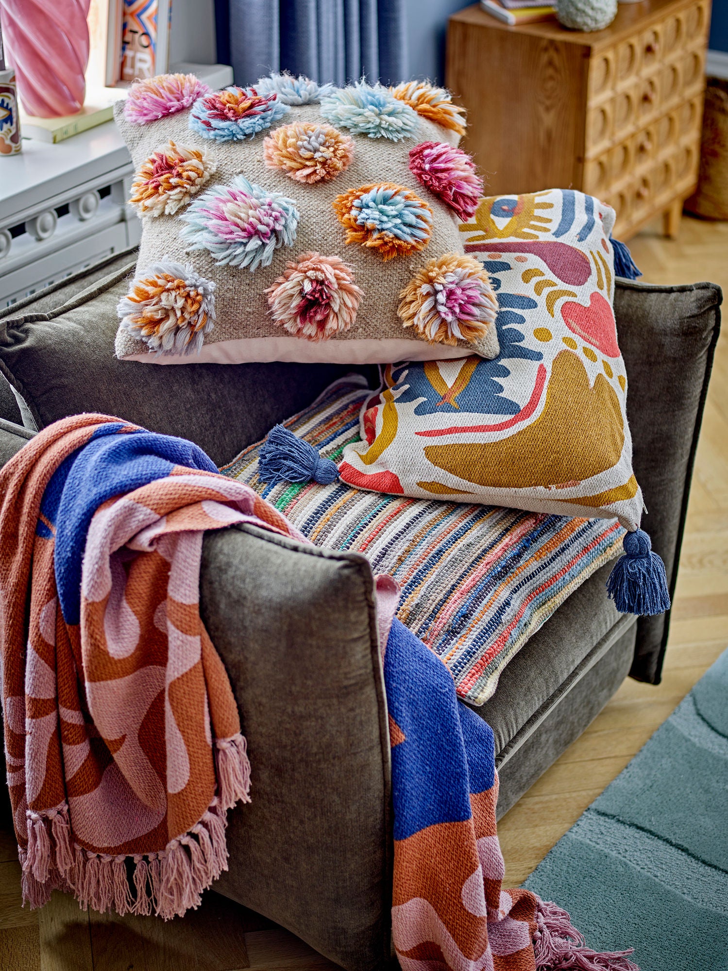 Travesseiro de Bloomingville Lovi, vermelho, algodão