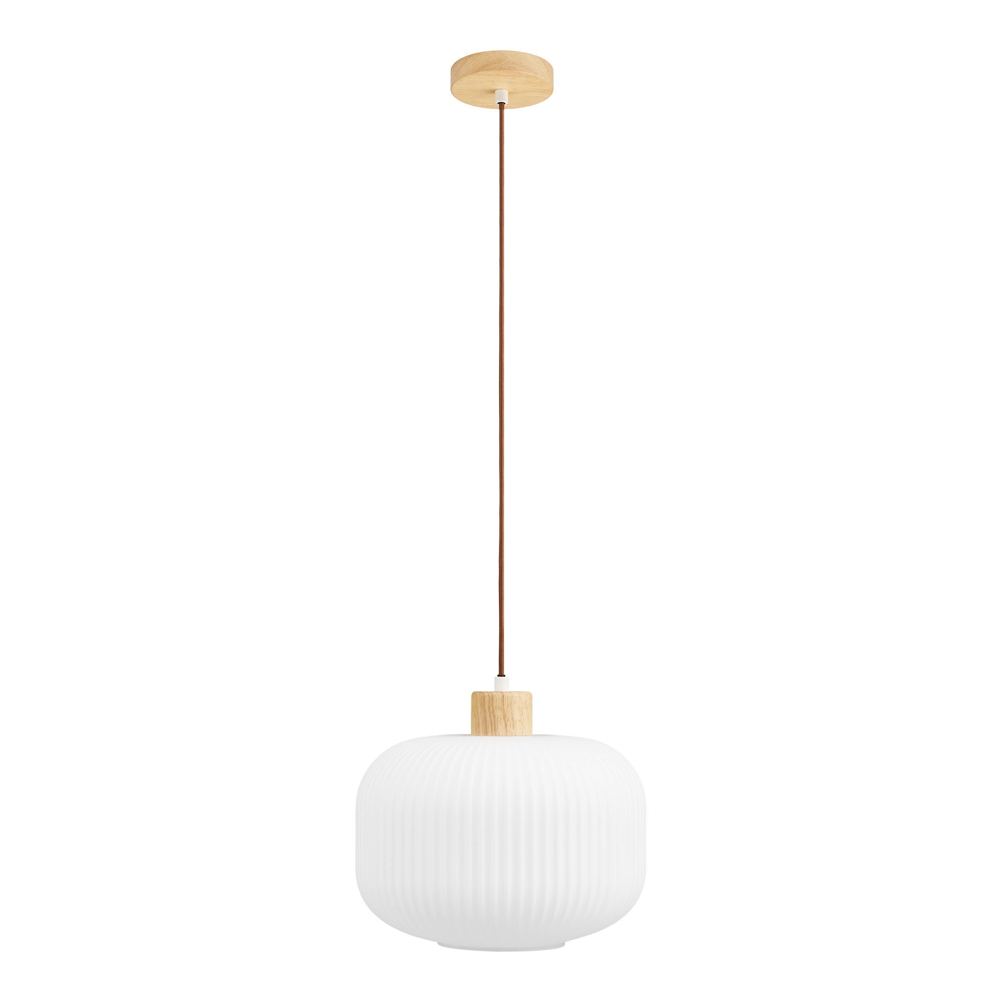 Argalo pendente - pendente, vidro/madeira, branco Ø30 cm