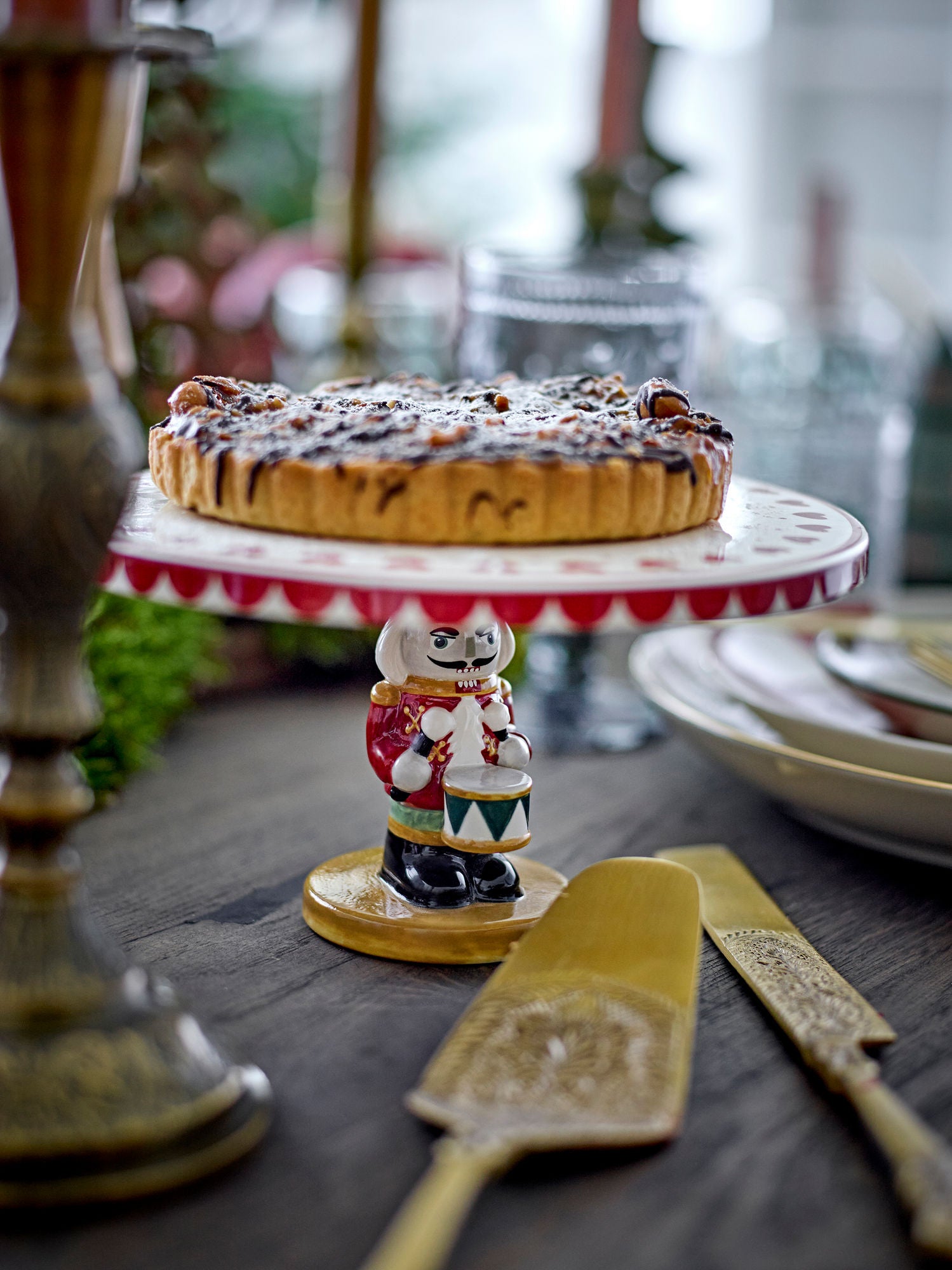 Prato de bolo de Bloomingville Jolly, vermelho, grés