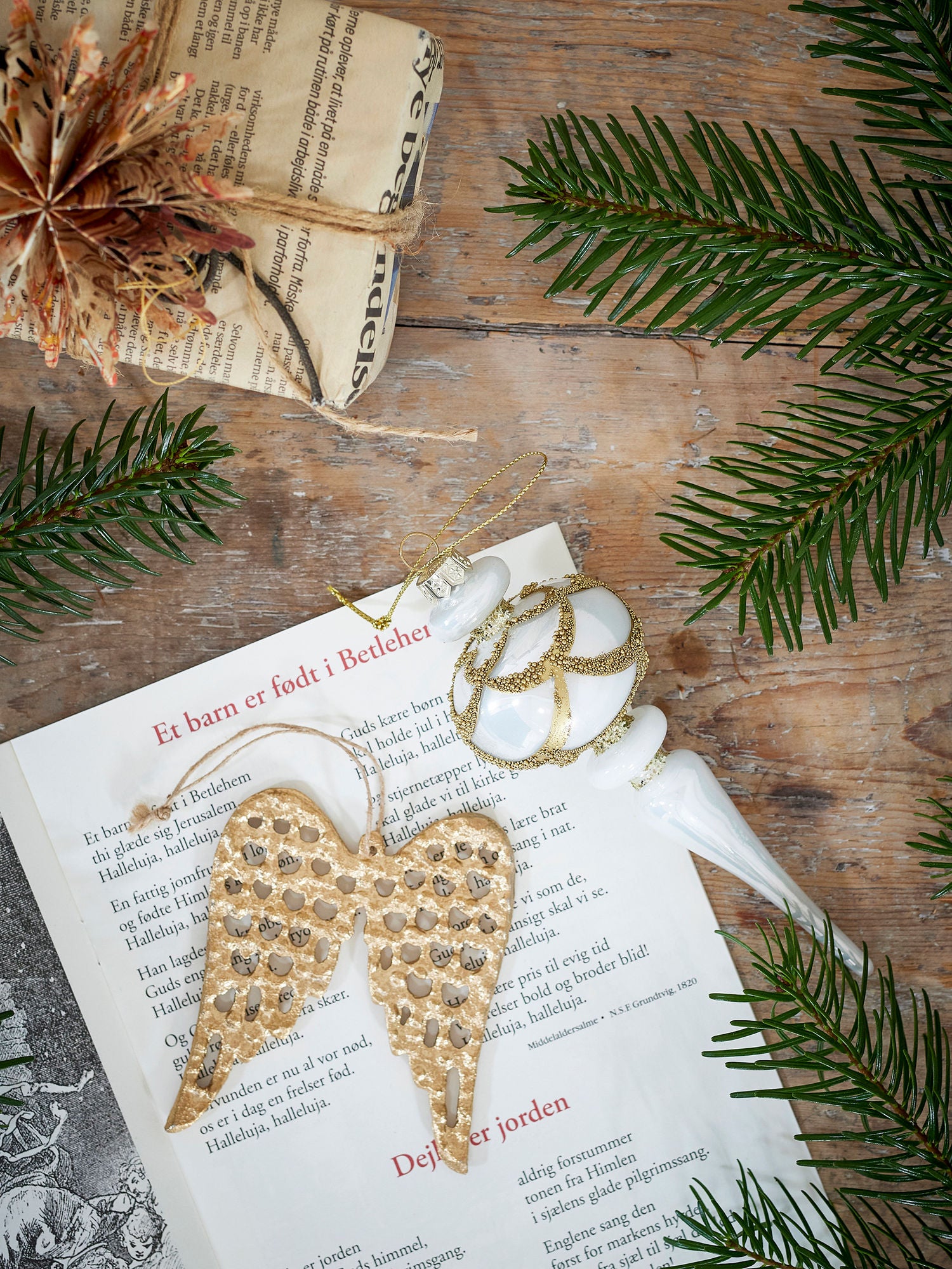 Ornamento de Estrela de Bloomingville, Natureza, FSC® Mix, Paper