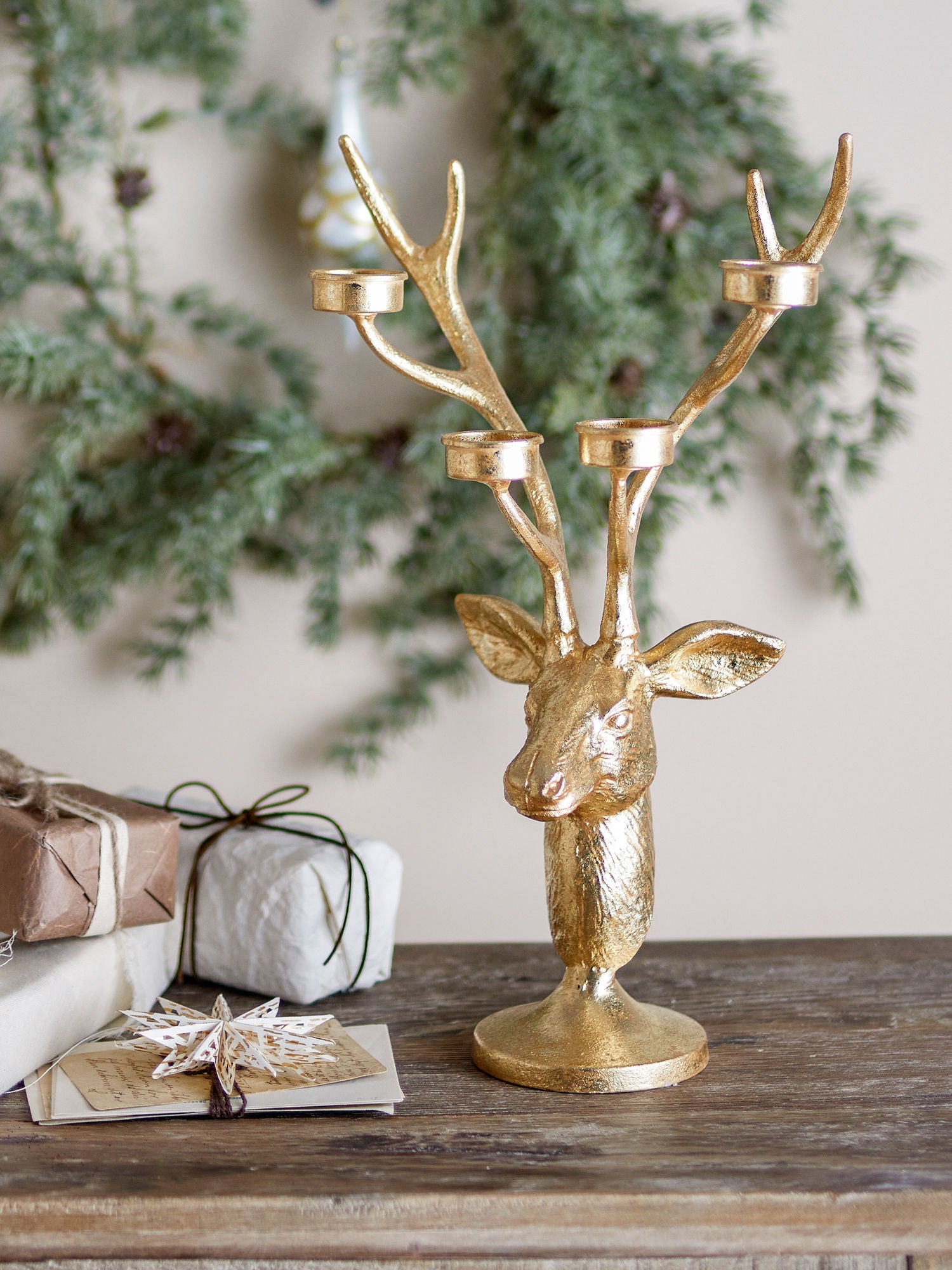 Bloomingville Kanei FyrfadStage, ouro, metal