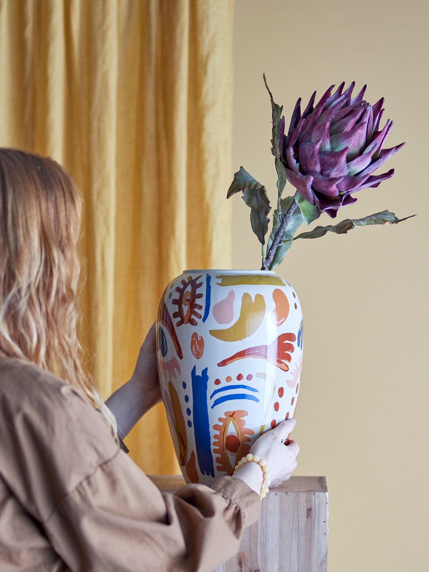 Vaso Bloomingville Horus, Laranja, Grés