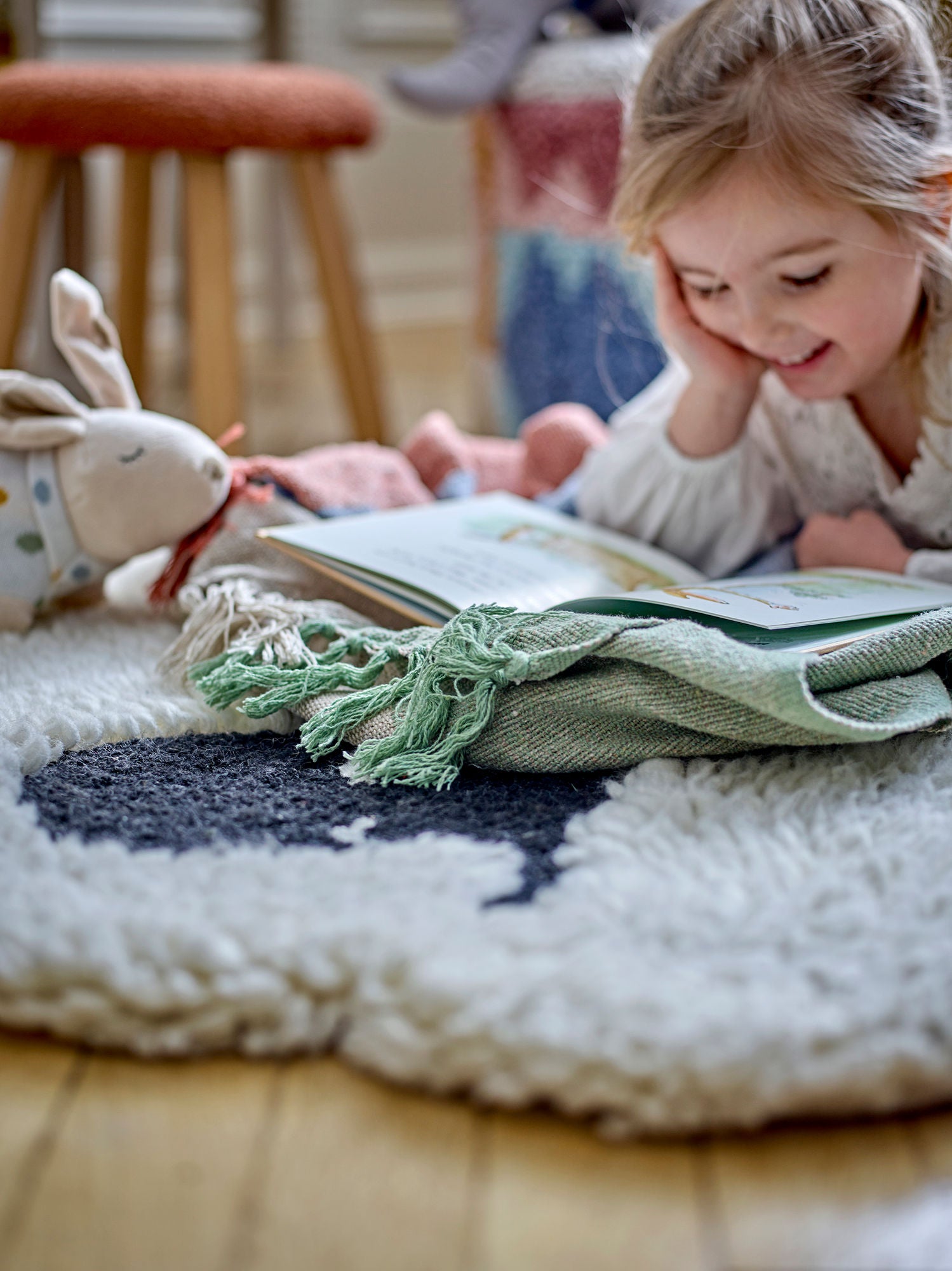 Bloomingville Mini Dolly Rug, branco, lã