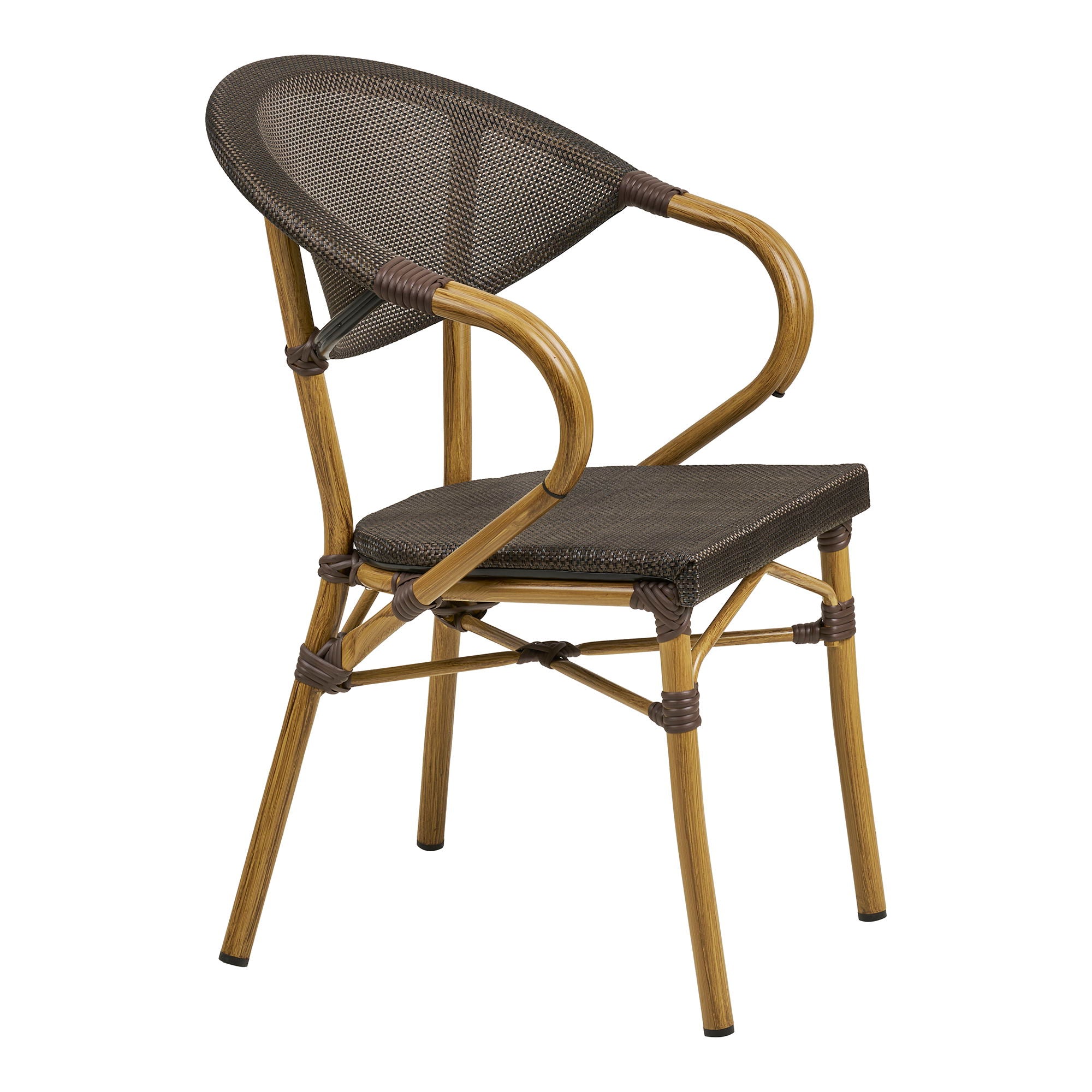 Cadeira de mesa de jantar Calda - cadeira de mesa de jantar, alumínio/têxteis, marrom escuro, look de bambu pernas